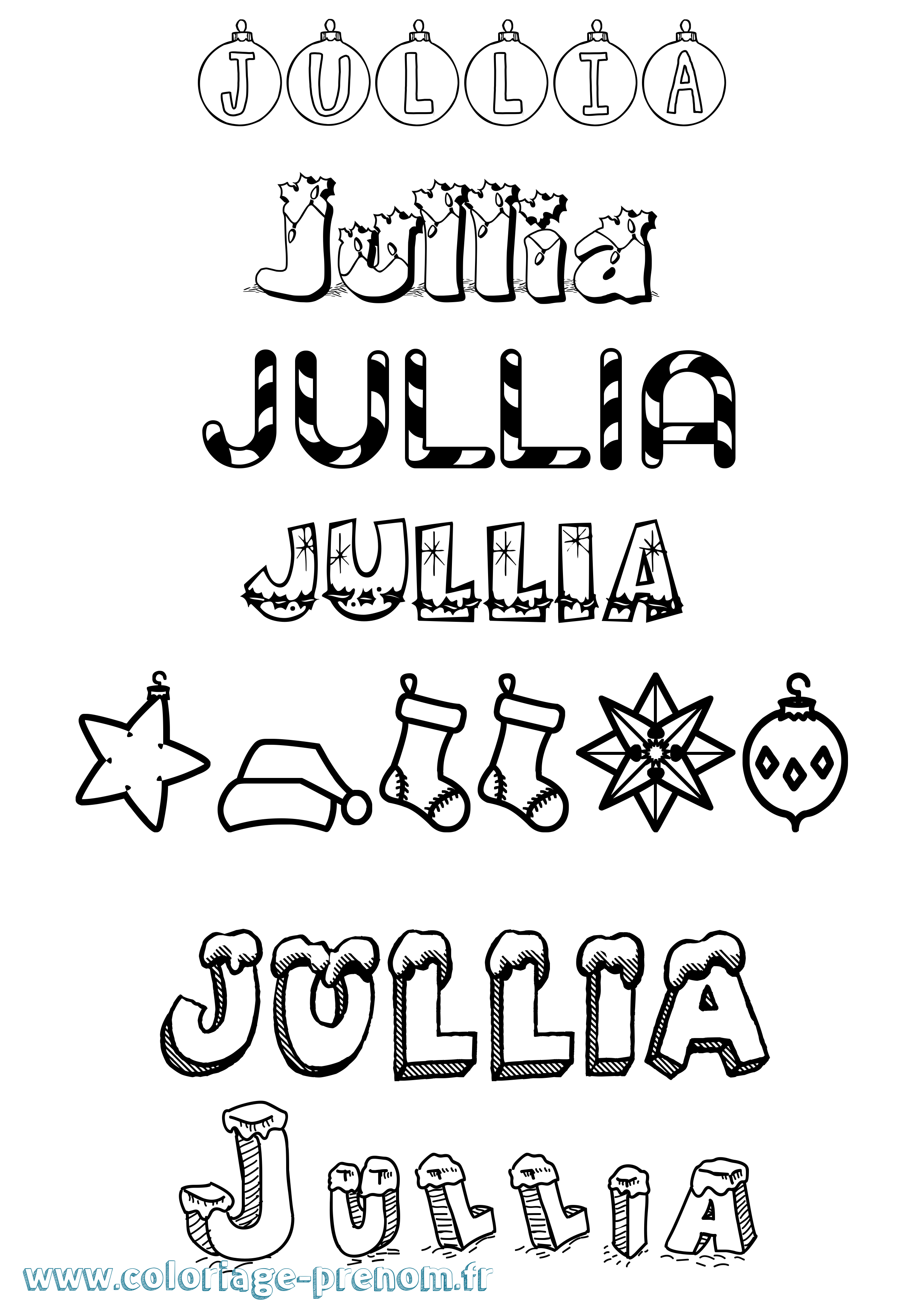 Coloriage Jullia Noël Coloriage prénom Jullia Noël
