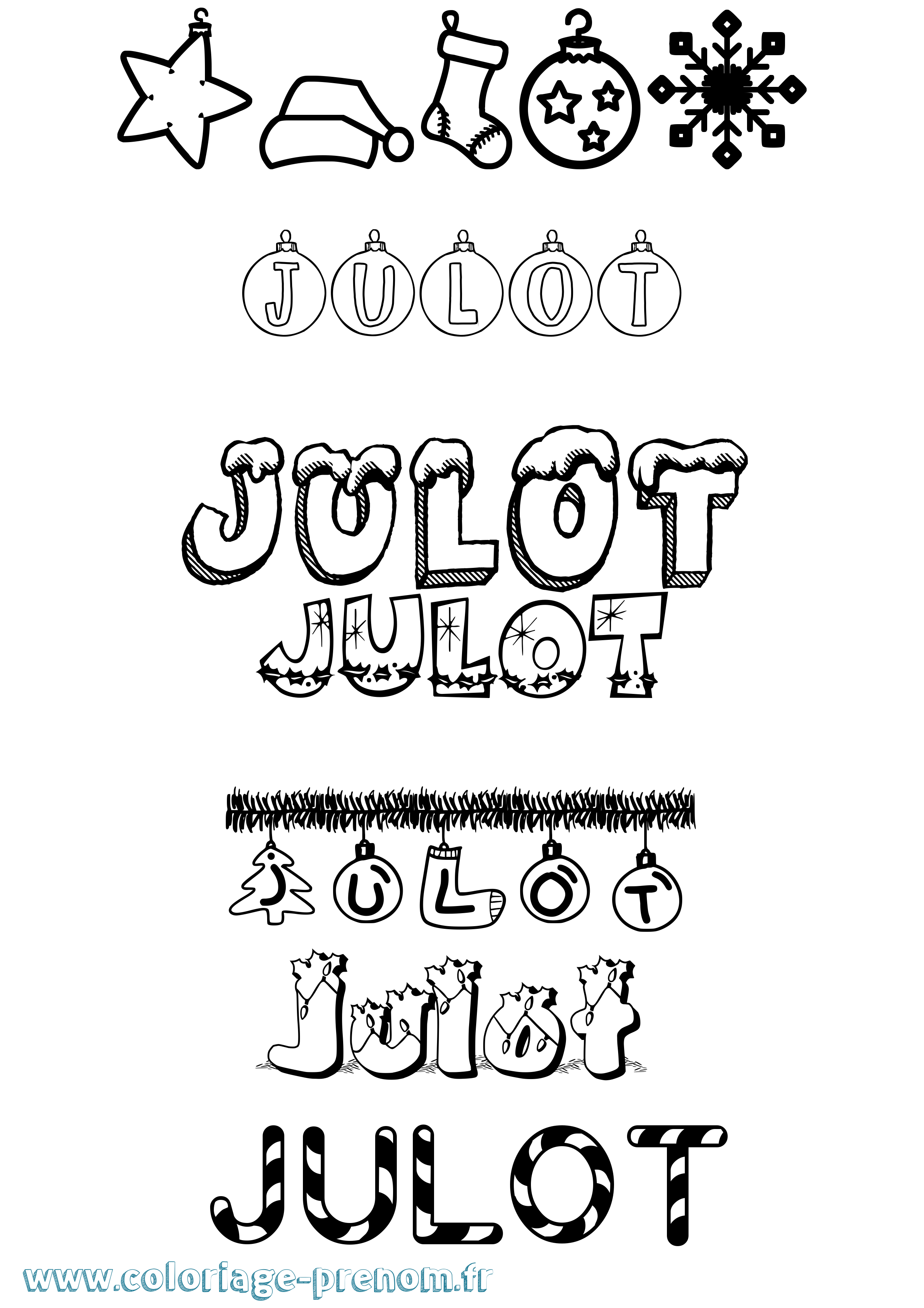Coloriage Julot Noël Coloriage prénom Julot Noël