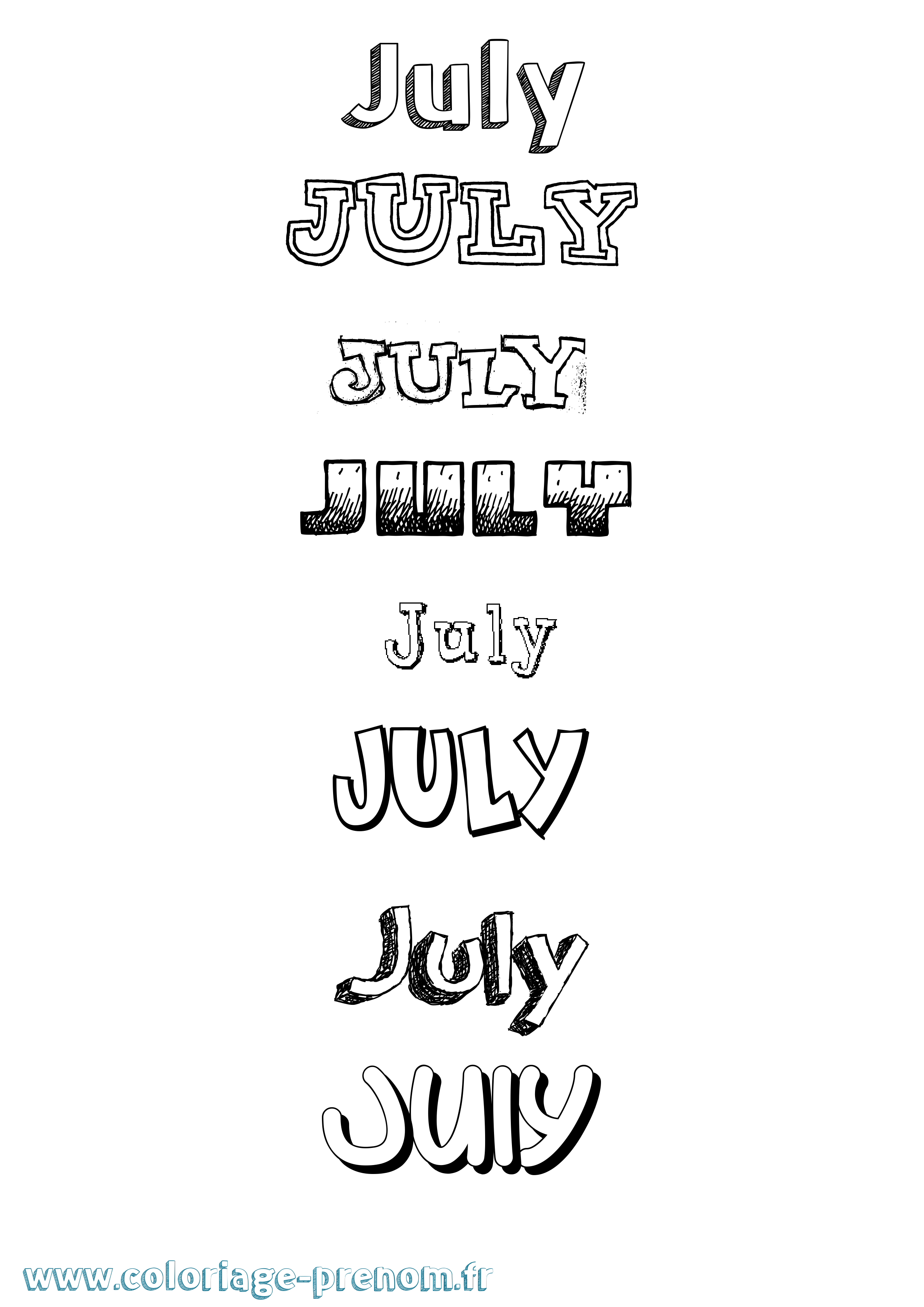 Coloriage July Dessiné Coloriage prénom July Dessiné