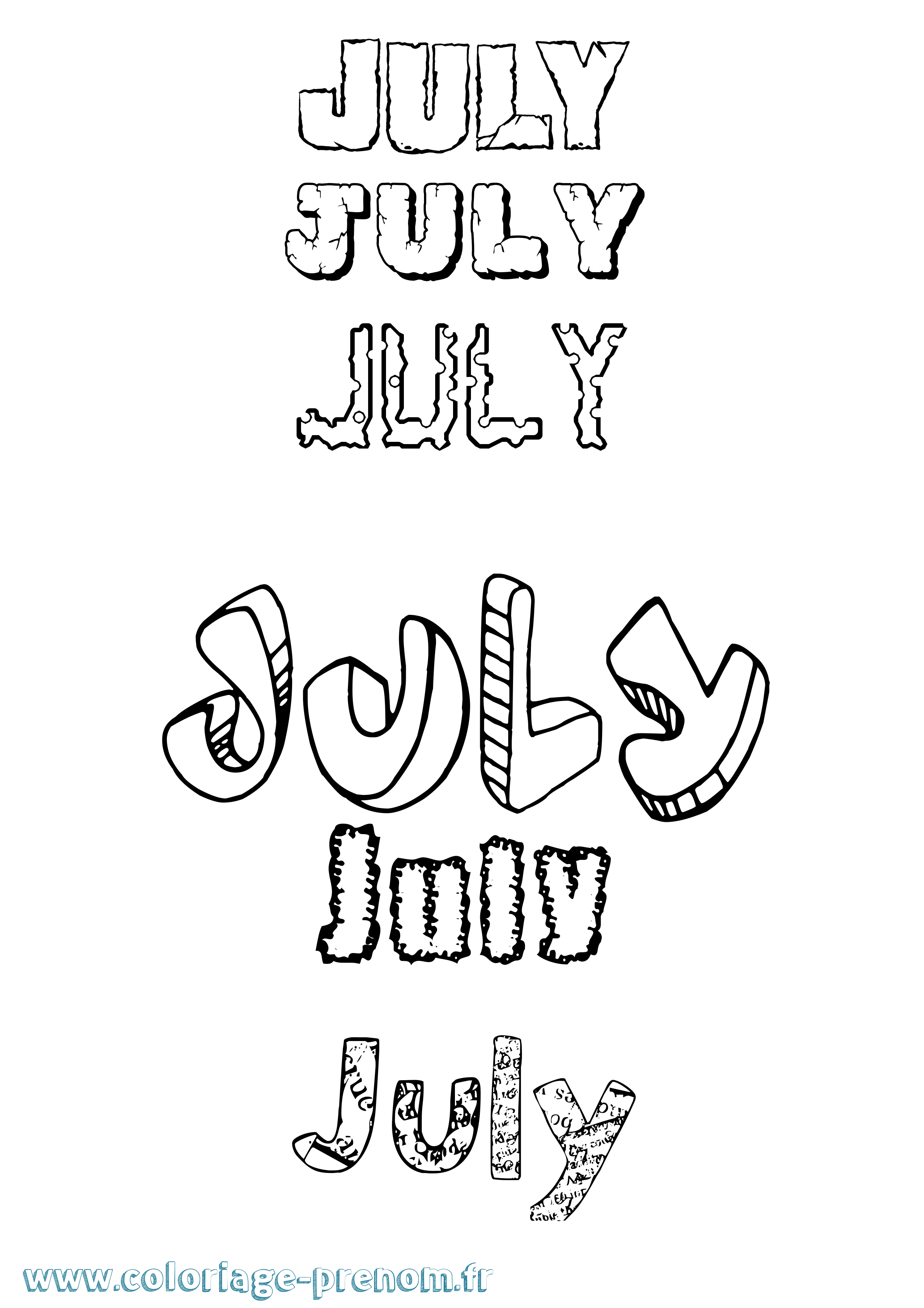 Coloriage July Destructuré Coloriage prénom July Destructuré