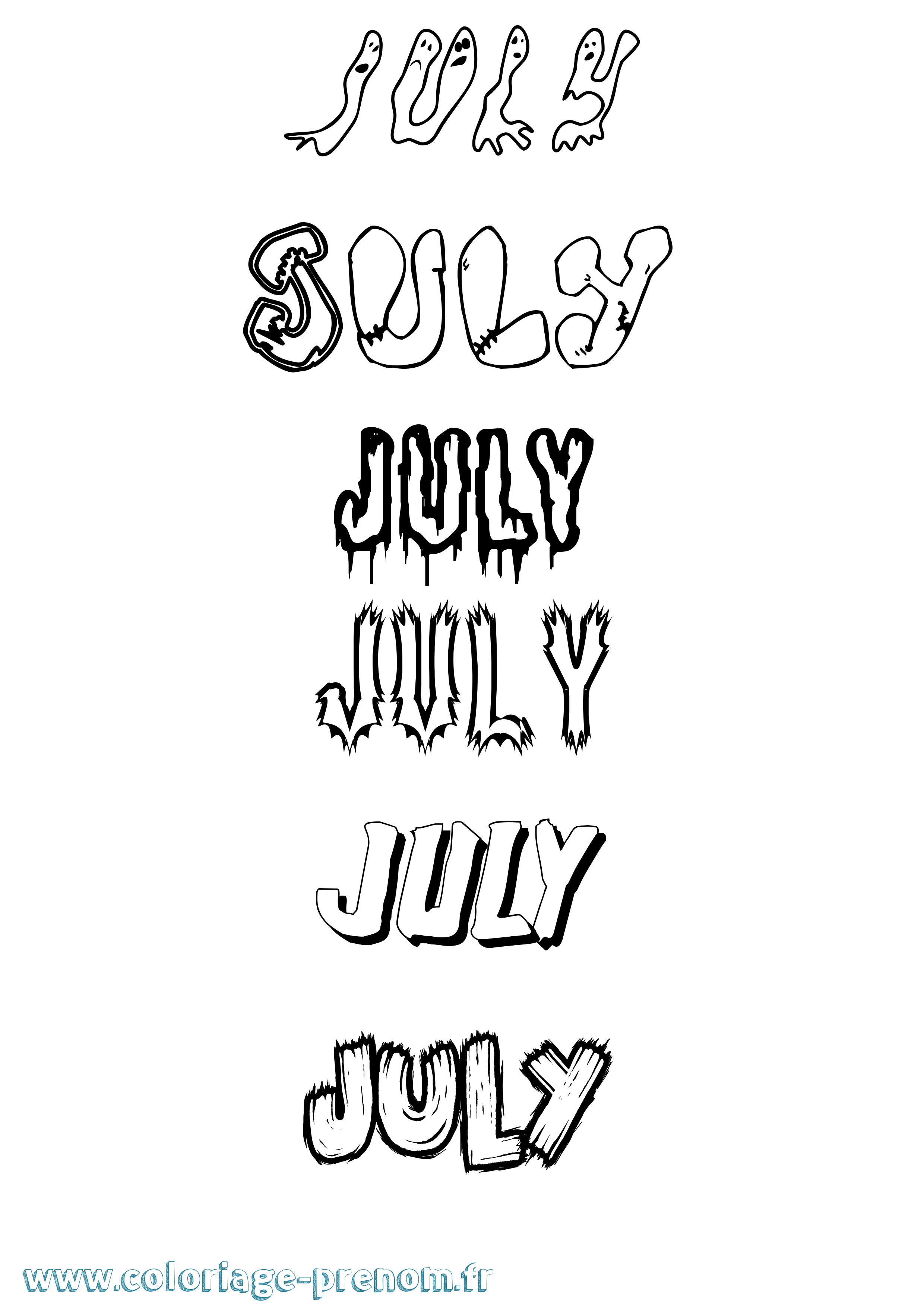 Coloriage July Frisson Coloriage prénom July Frisson
