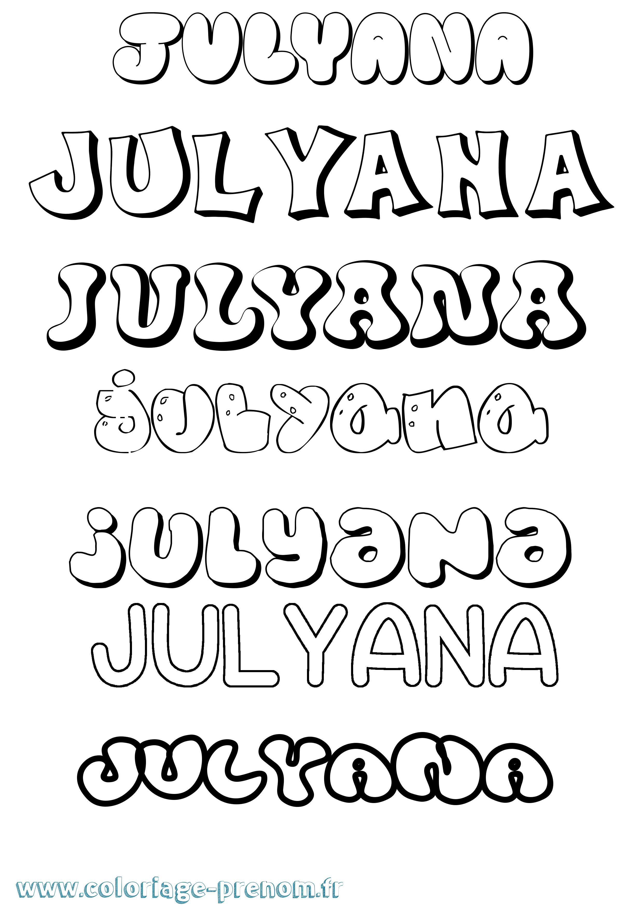 Coloriage Julyana Bubble Coloriage prénom Julyana Bubble