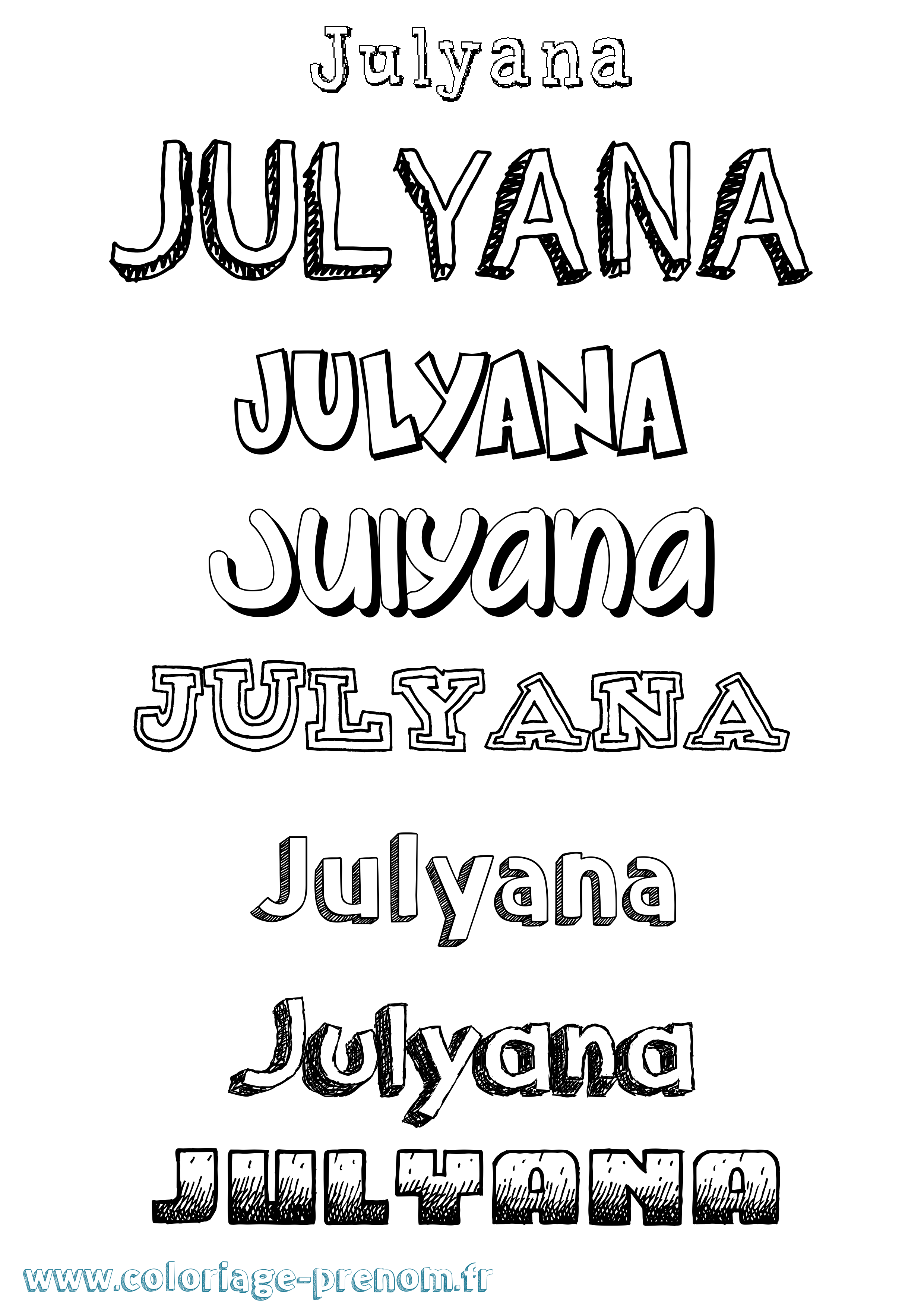 Coloriage Julyana Dessiné Coloriage prénom Julyana Dessiné