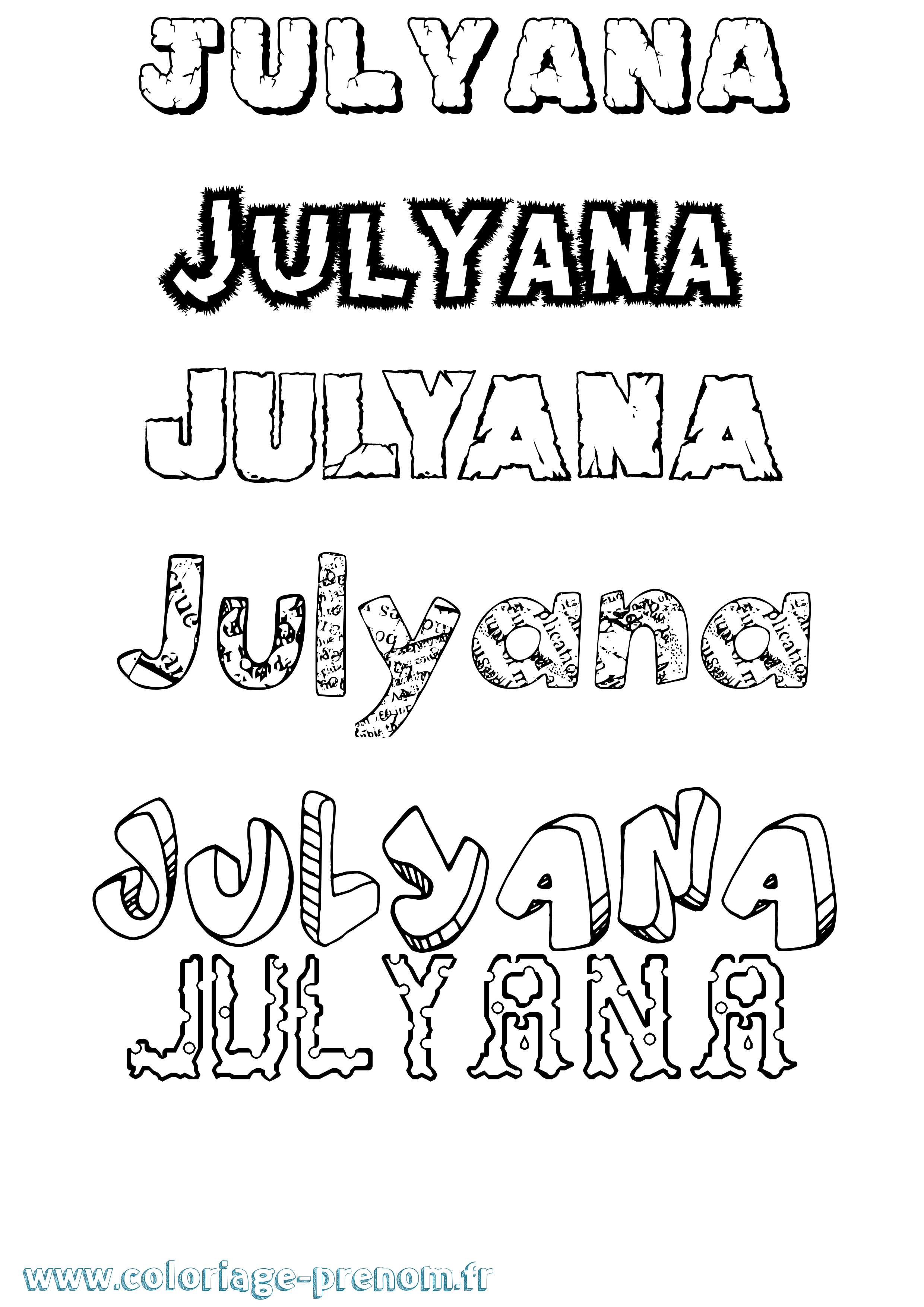 Coloriage Julyana Destructuré Coloriage prénom Julyana Destructuré