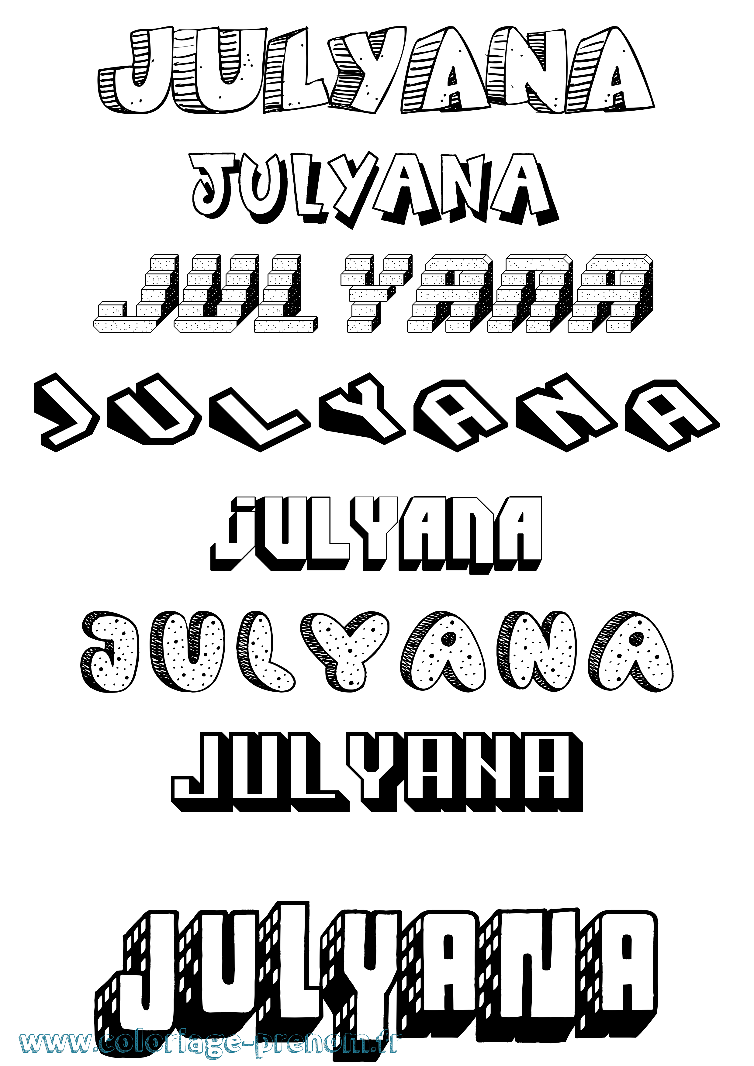 Coloriage Julyana Effet 3D Coloriage prénom Julyana Effet 3D