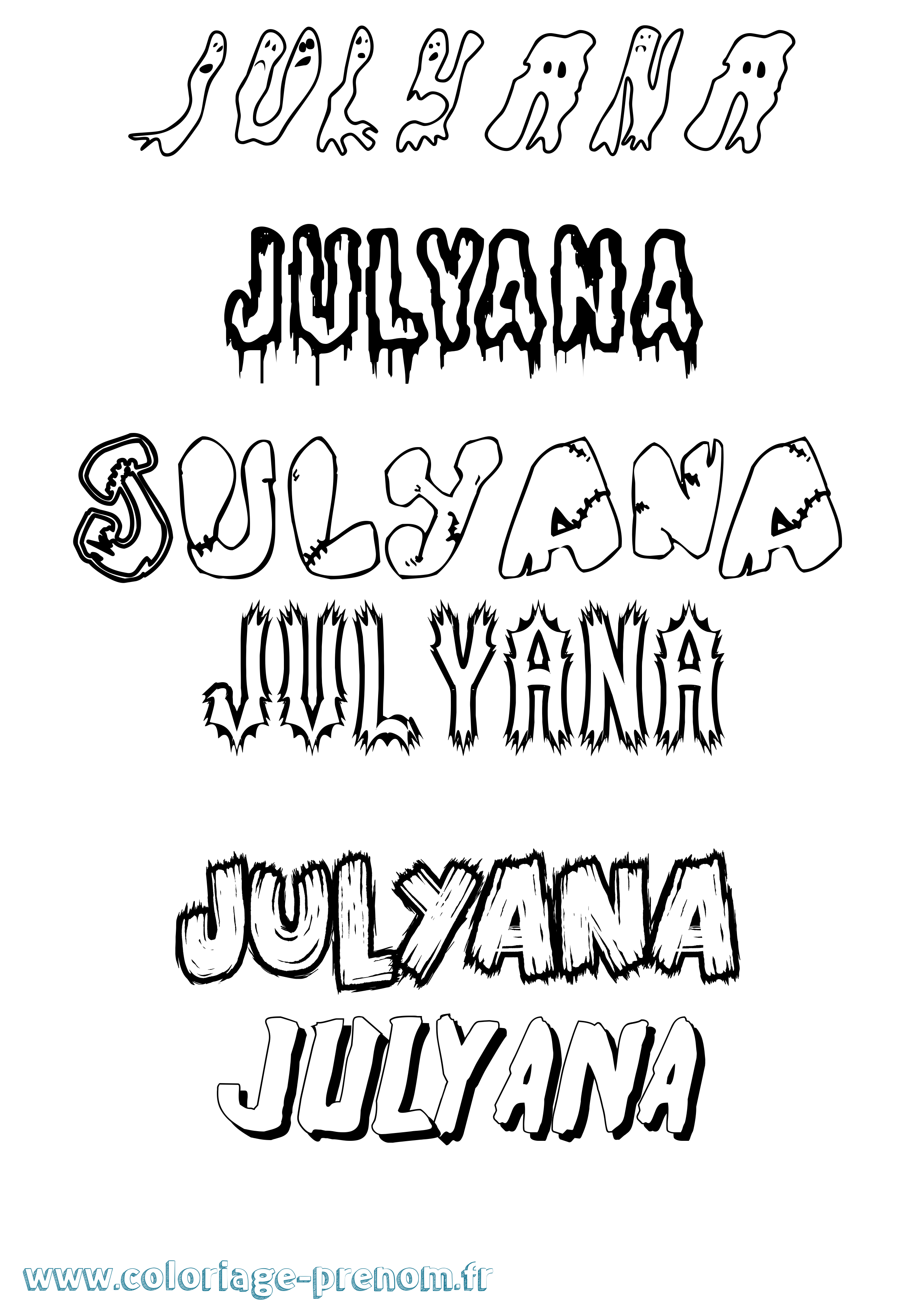 Coloriage Julyana Frisson Coloriage prénom Julyana Frisson