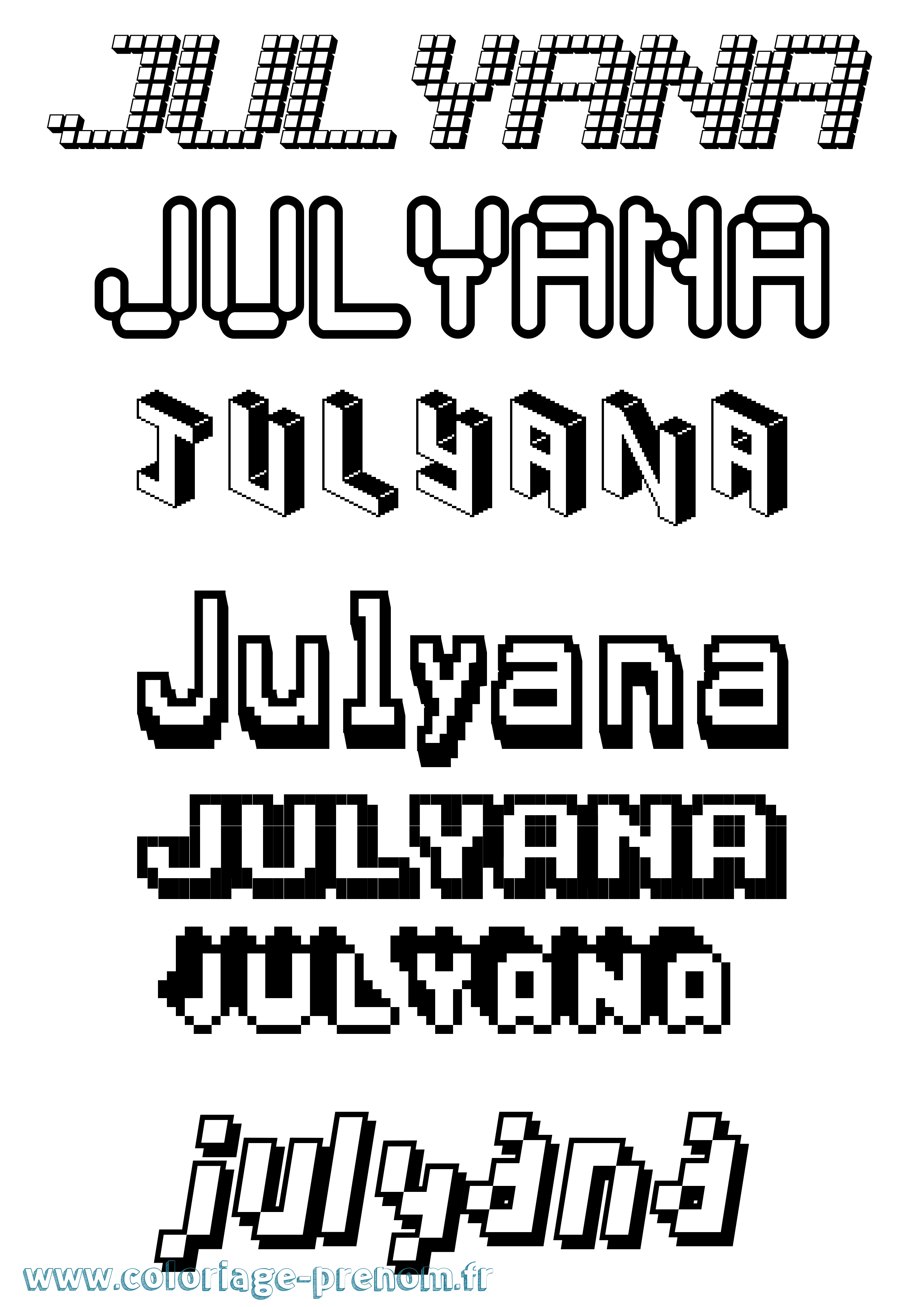 Coloriage Julyana Pixel Coloriage prénom Julyana Pixel