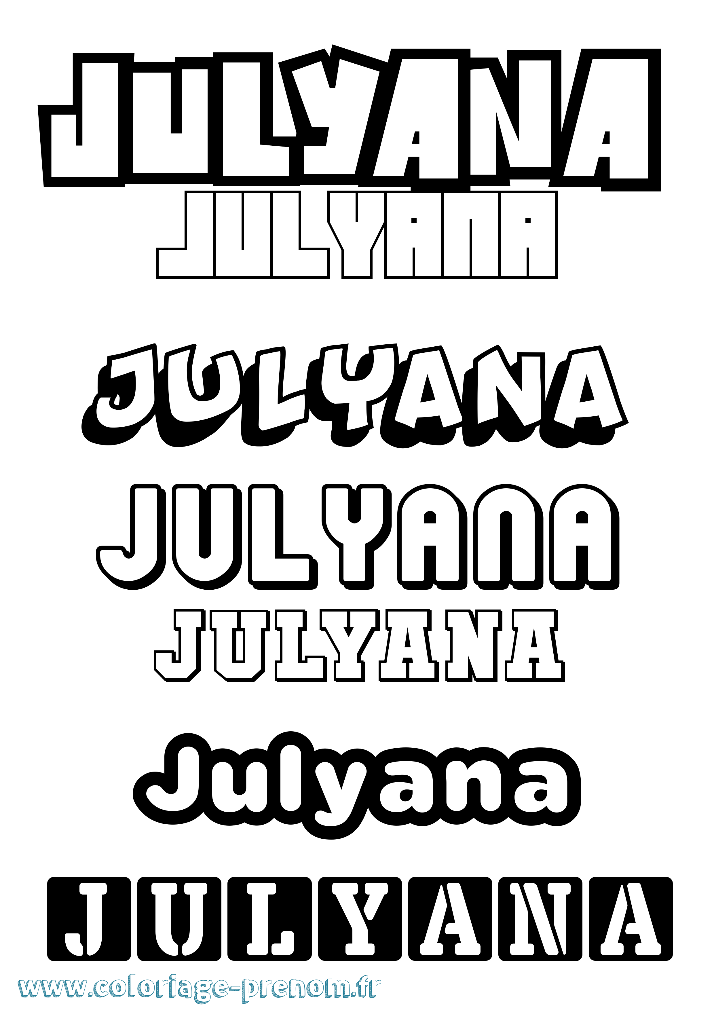 Coloriage Julyana Simple Coloriage prénom Julyana Simple