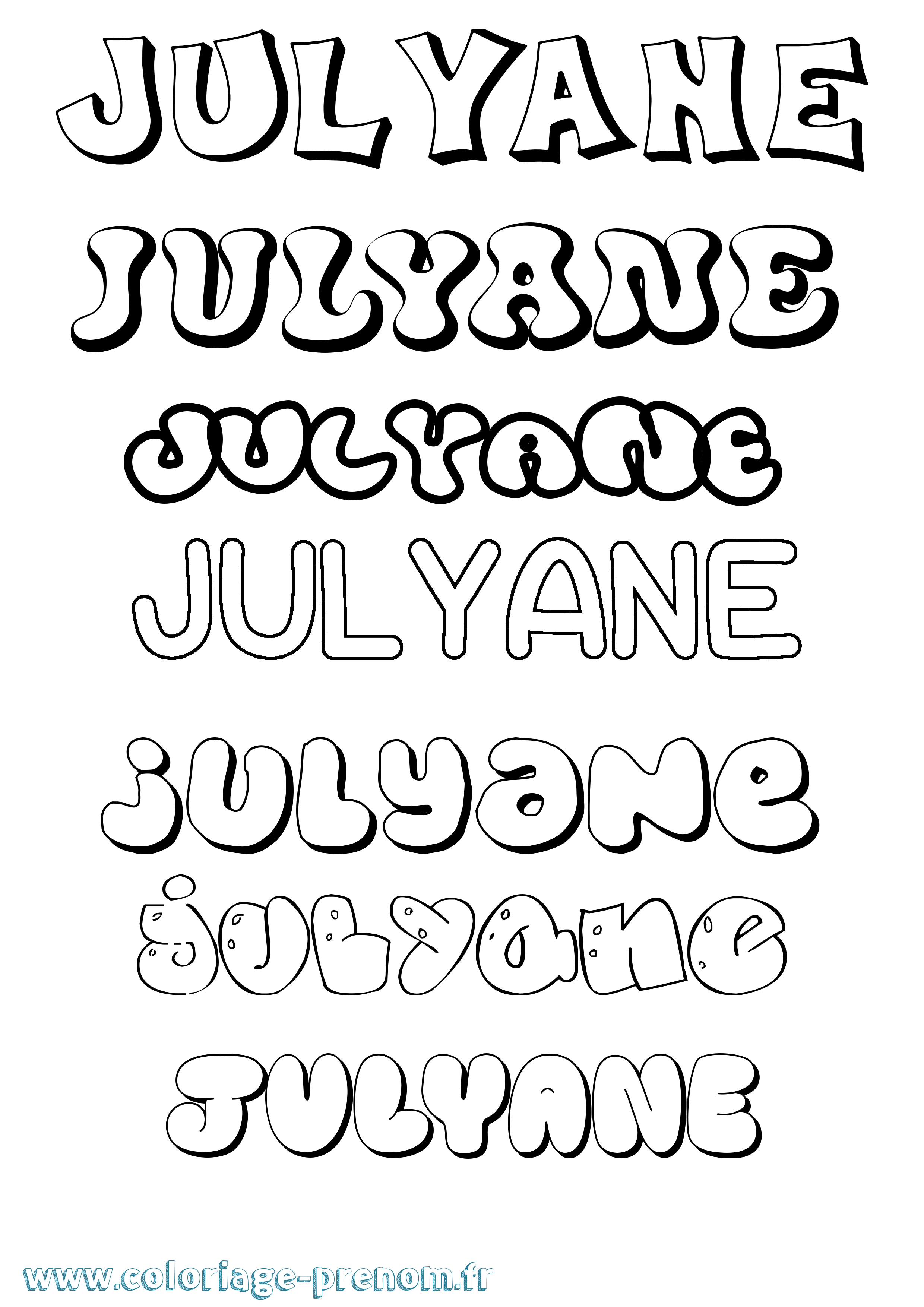 Coloriage Julyane Bubble Coloriage prénom Julyane Bubble