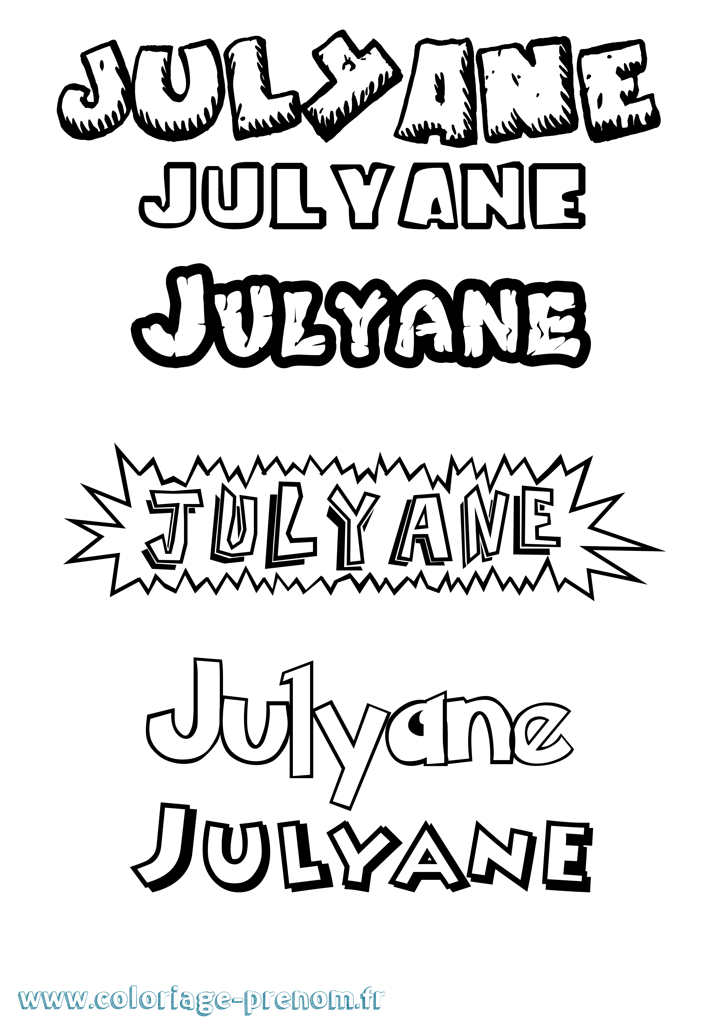 Coloriage Julyane Dessin Animé Coloriage prénom Julyane Dessin Animé