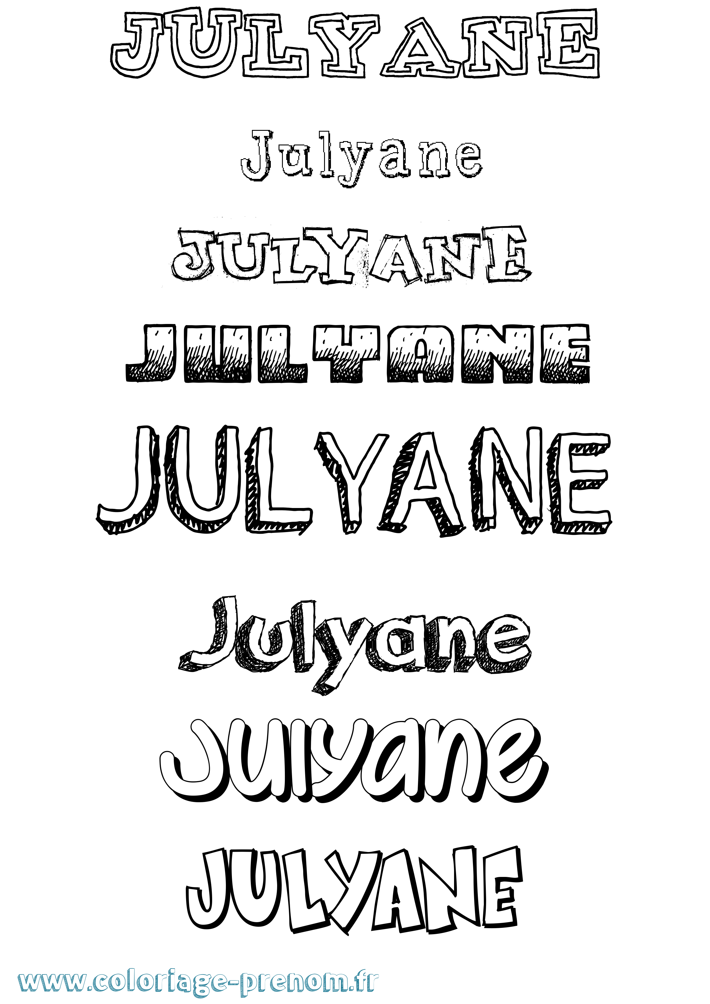 Coloriage Julyane Dessiné Coloriage prénom Julyane Dessiné