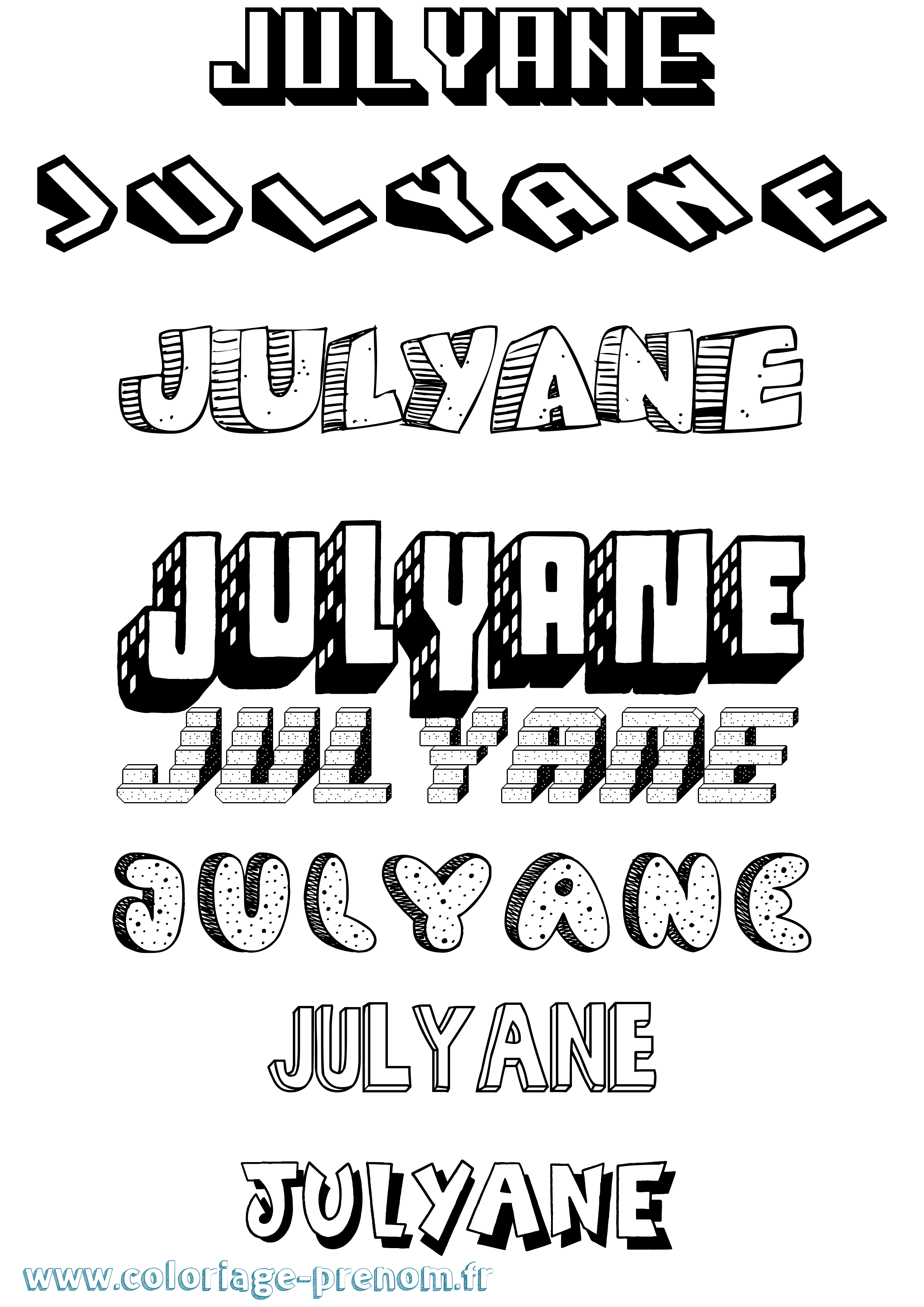 Coloriage Julyane Effet 3D Coloriage prénom Julyane Effet 3D
