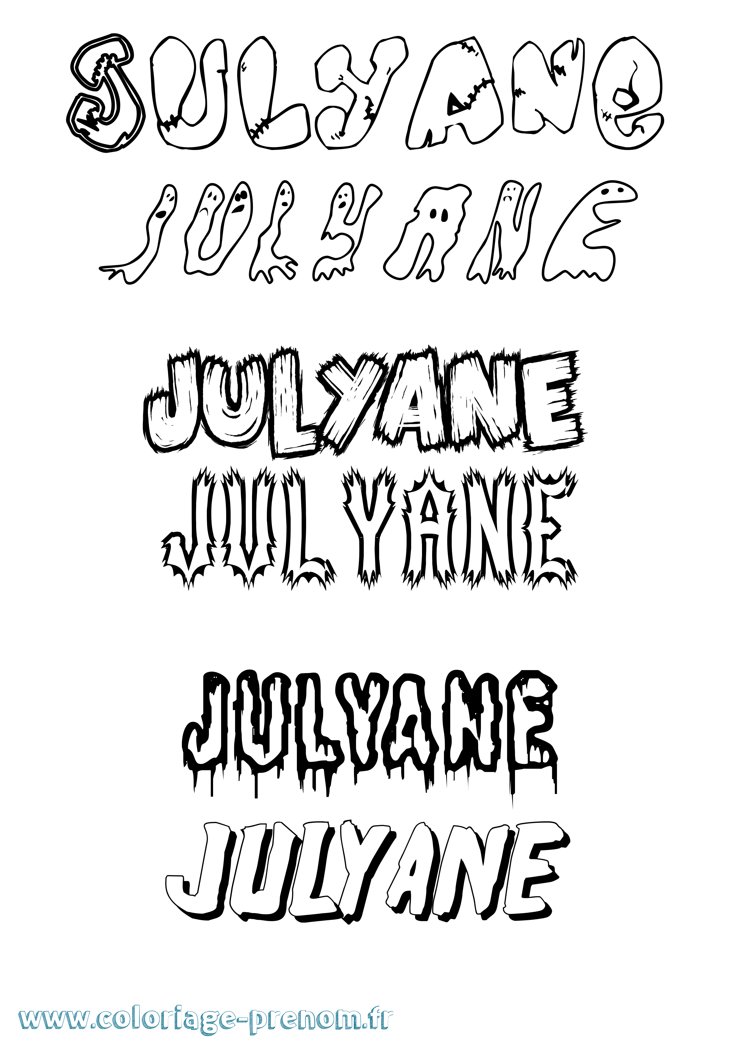 Coloriage Julyane Frisson Coloriage prénom Julyane Frisson