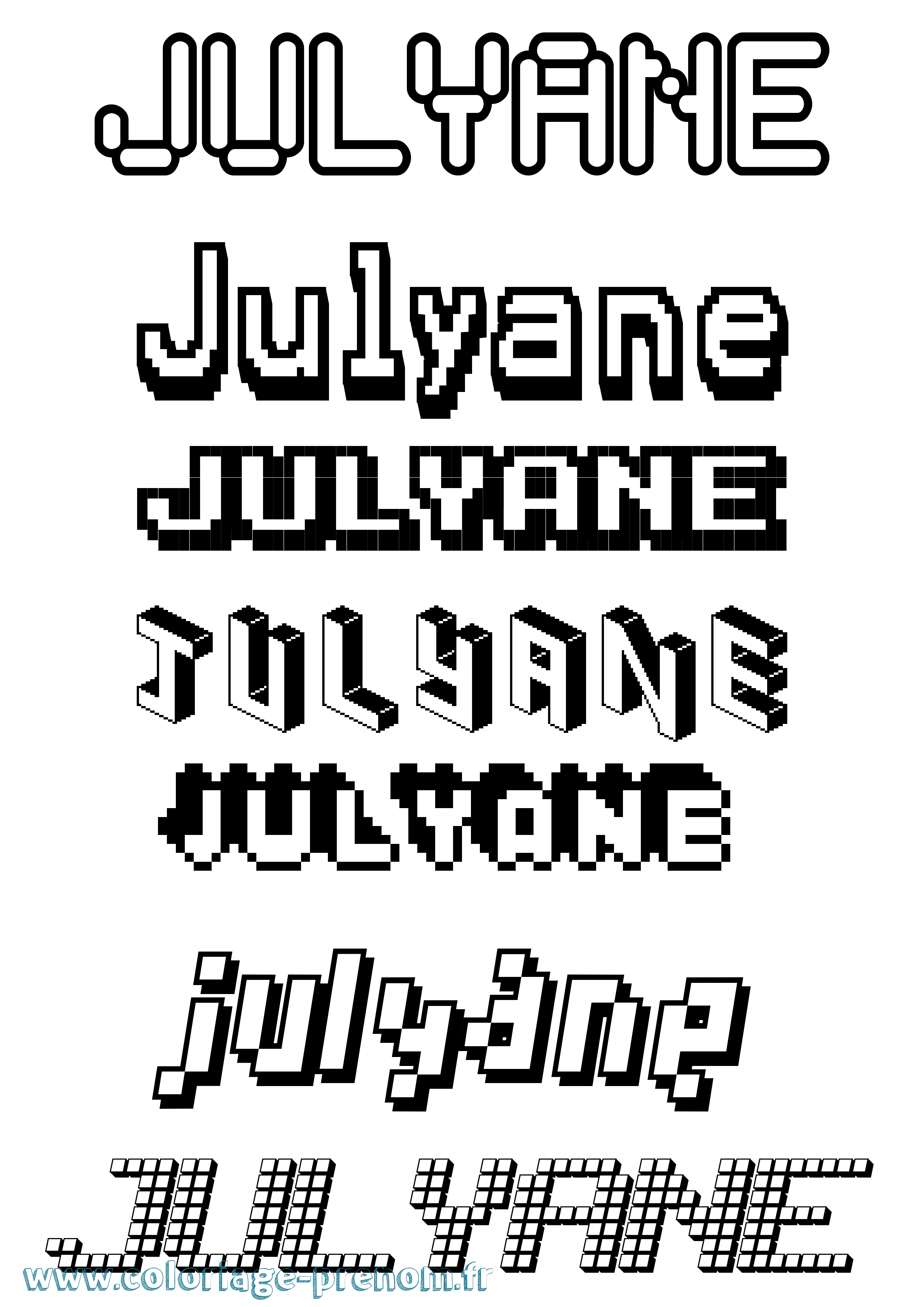 Coloriage Julyane Pixel Coloriage prénom Julyane Pixel