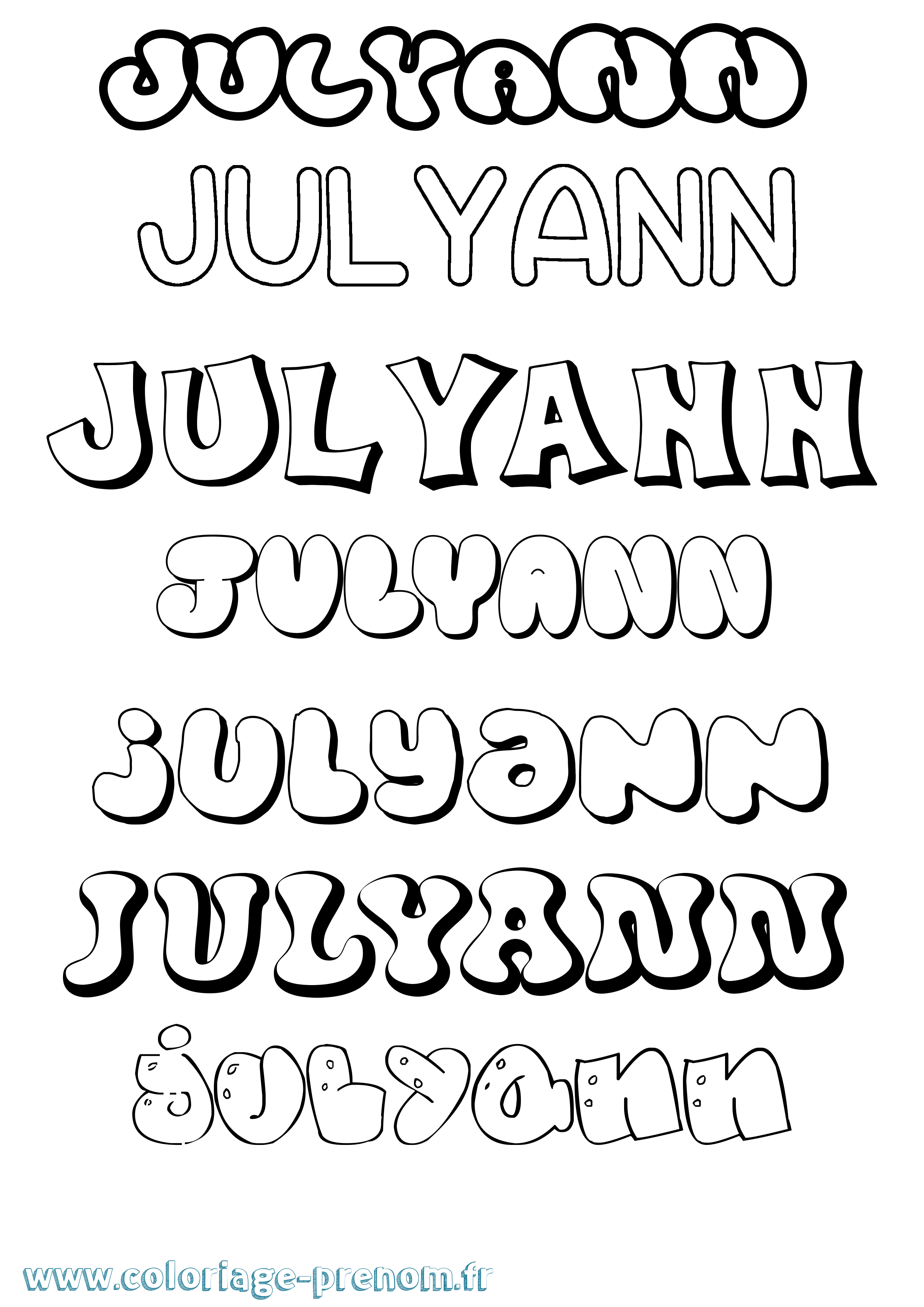 Coloriage Julyann Bubble Coloriage prénom Julyann Bubble