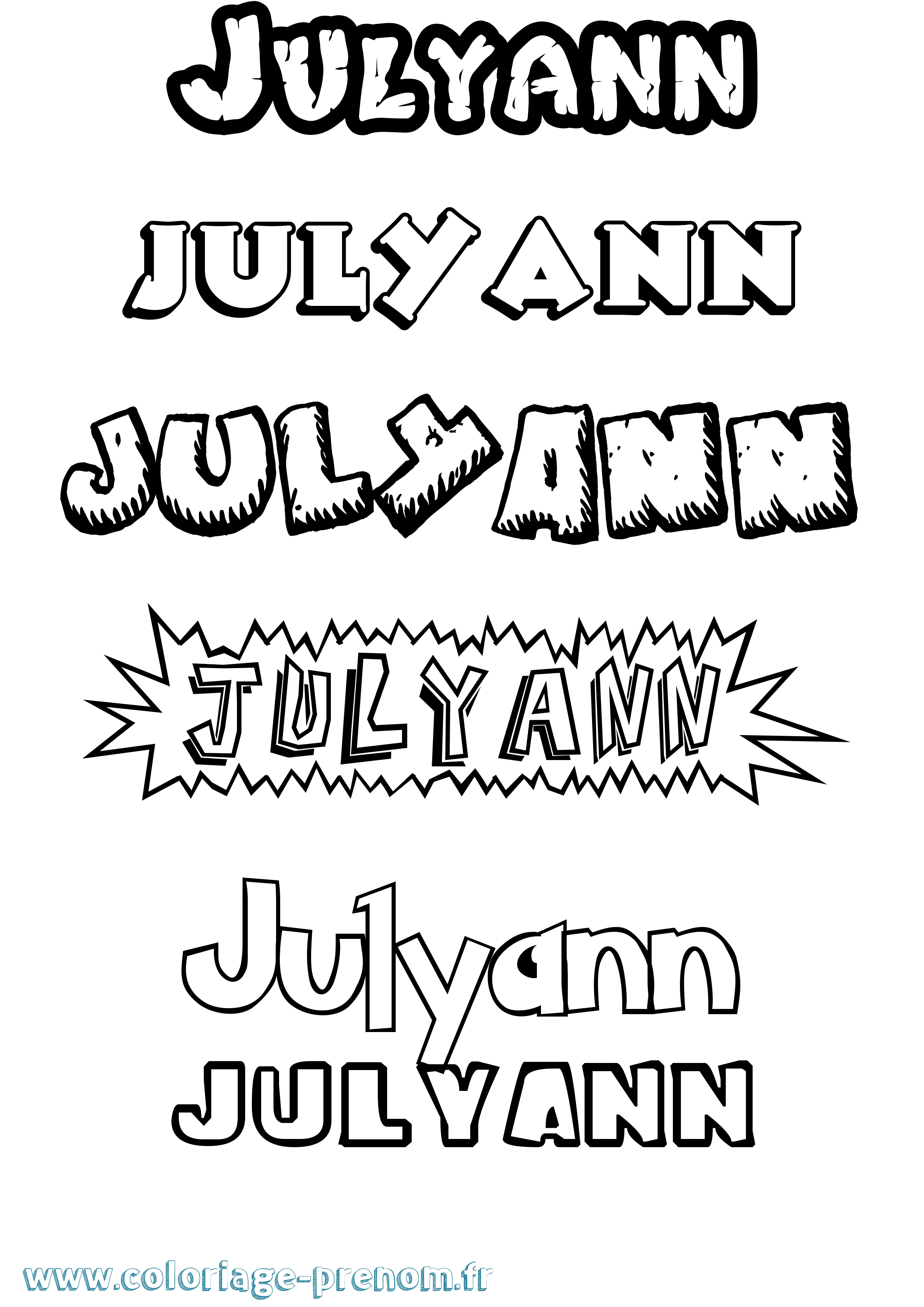 Coloriage Julyann Dessin Animé Coloriage prénom Julyann Dessin Animé