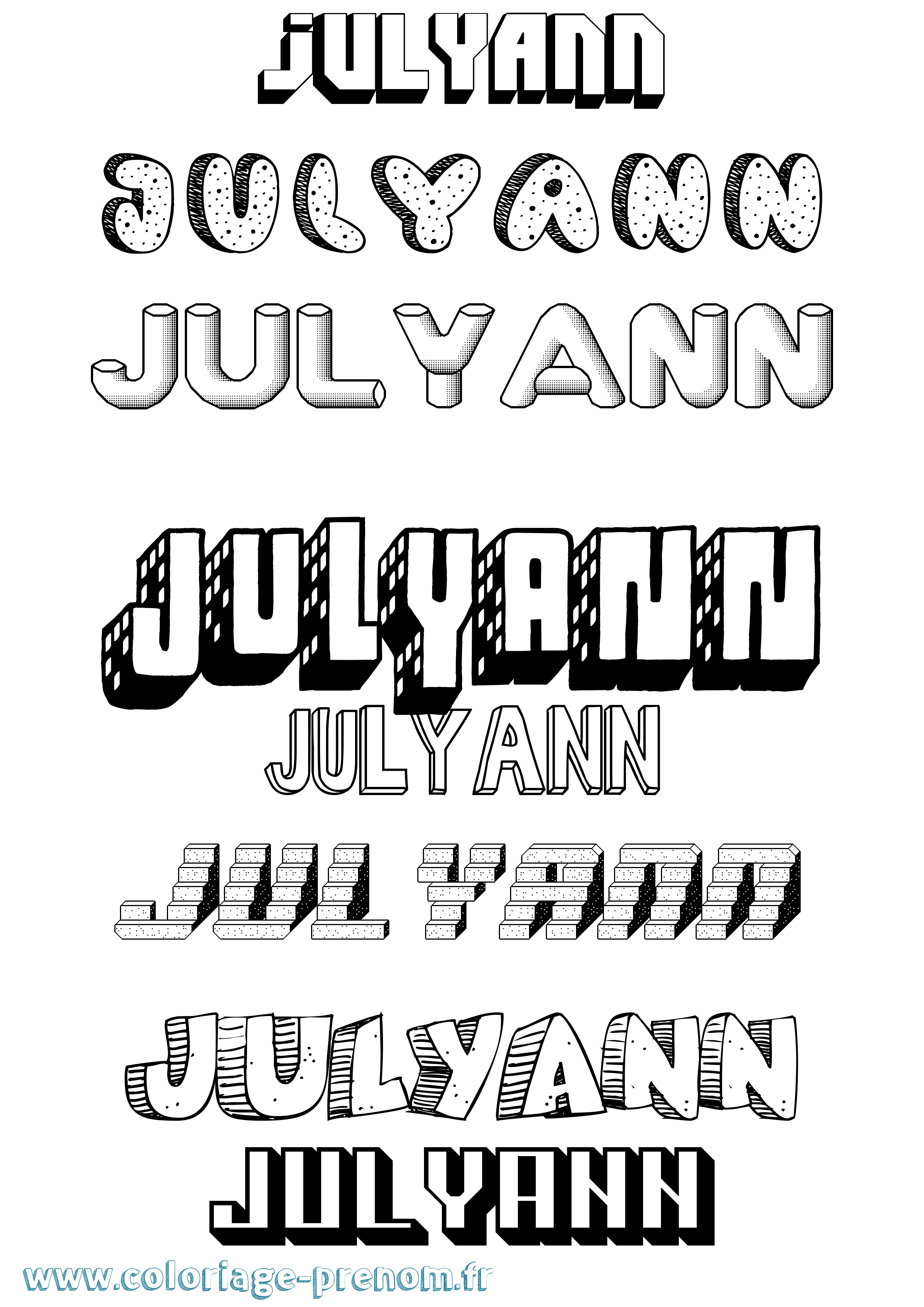 Coloriage Julyann Effet 3D Coloriage prénom Julyann Effet 3D