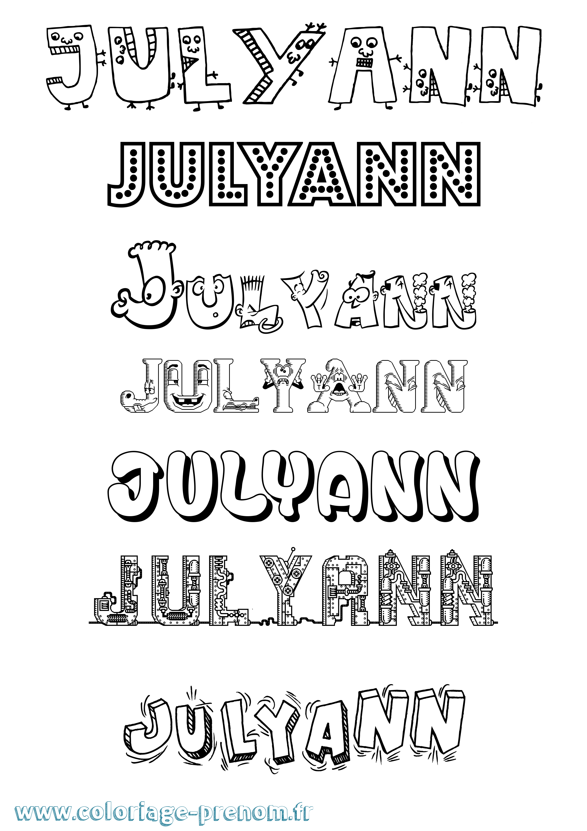 Coloriage Julyann Fun Coloriage prénom Julyann Fun