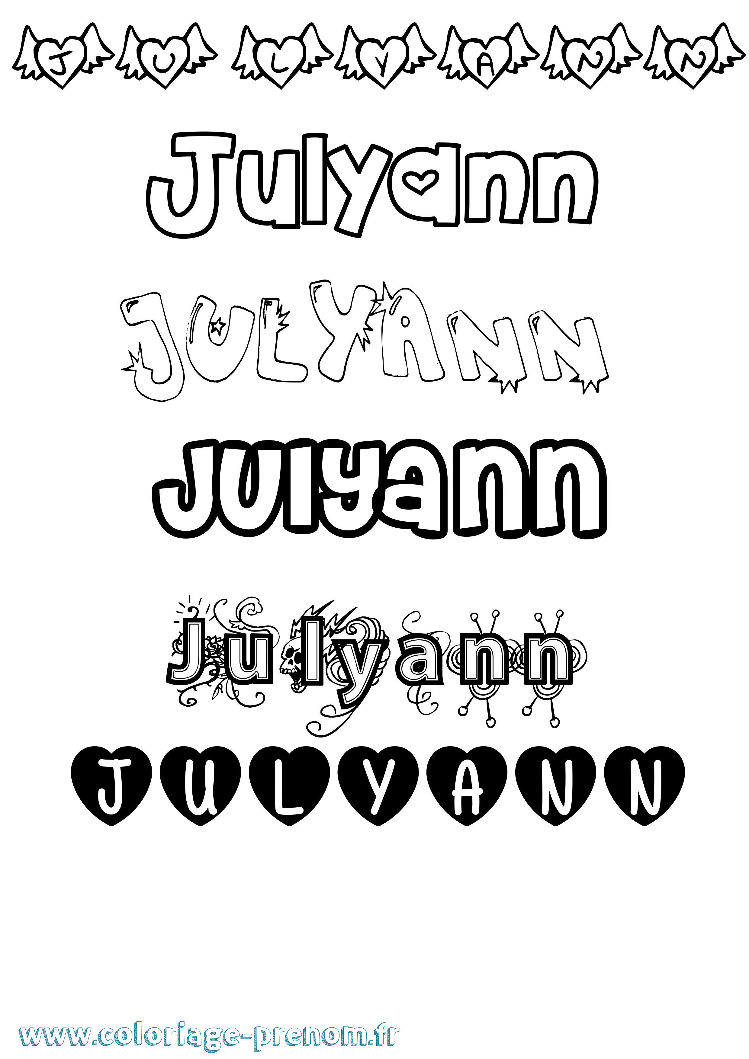Coloriage Julyann Girly Coloriage prénom Julyann Girly