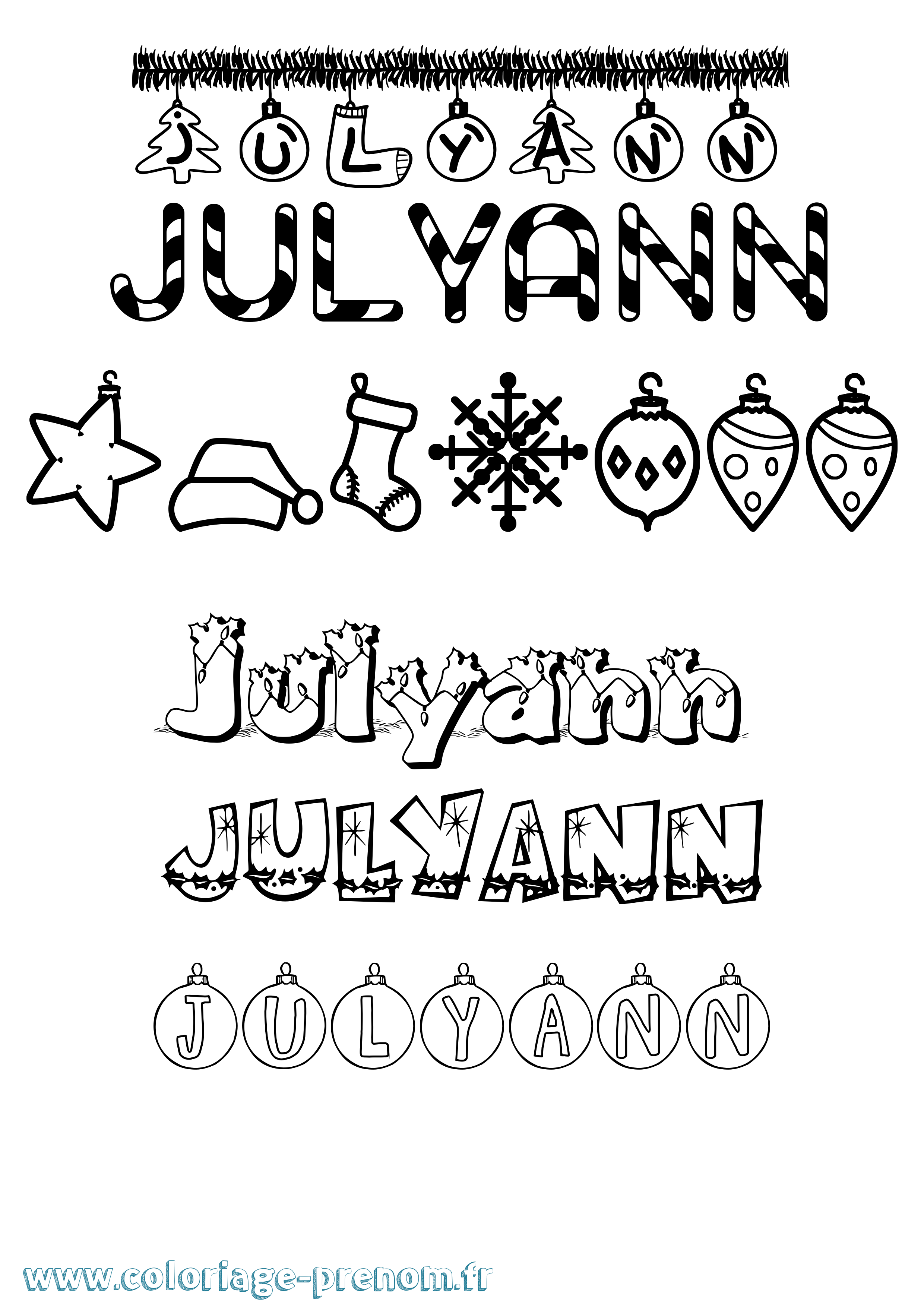 Coloriage Julyann Noël Coloriage prénom Julyann Noël