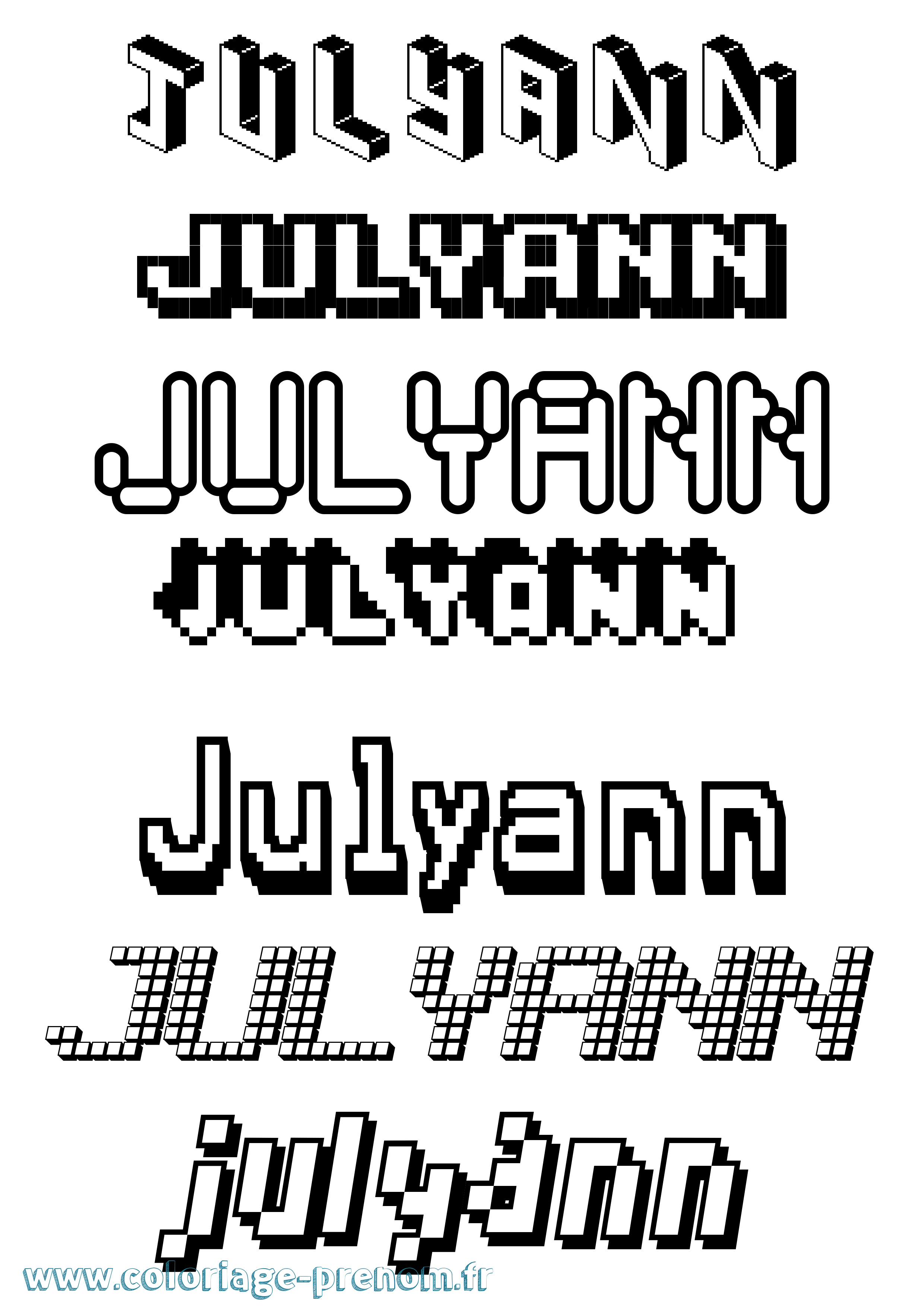 Coloriage Julyann Pixel Coloriage prénom Julyann Pixel
