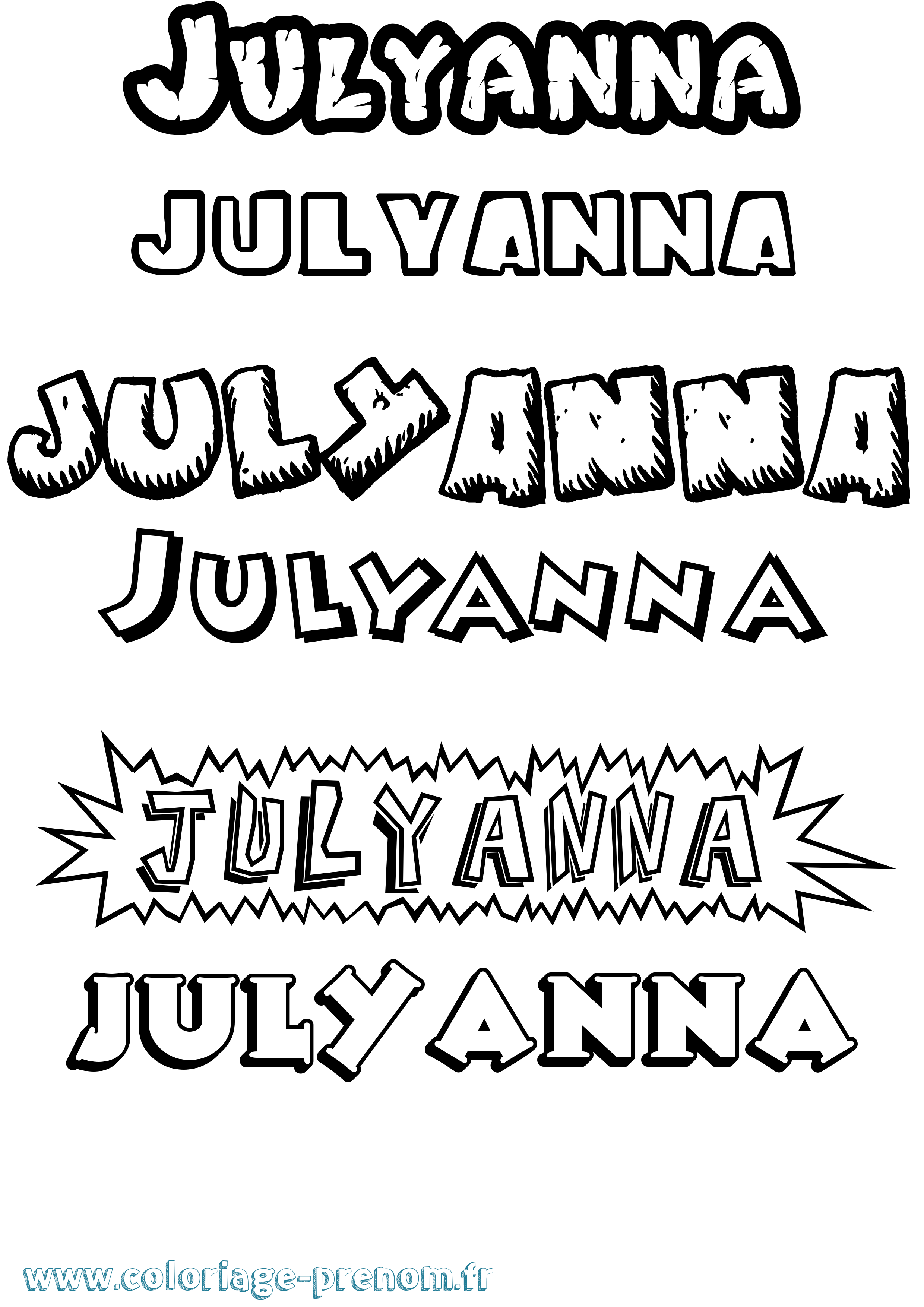 Coloriage Julyanna Dessin Animé Coloriage prénom Julyanna Dessin Animé