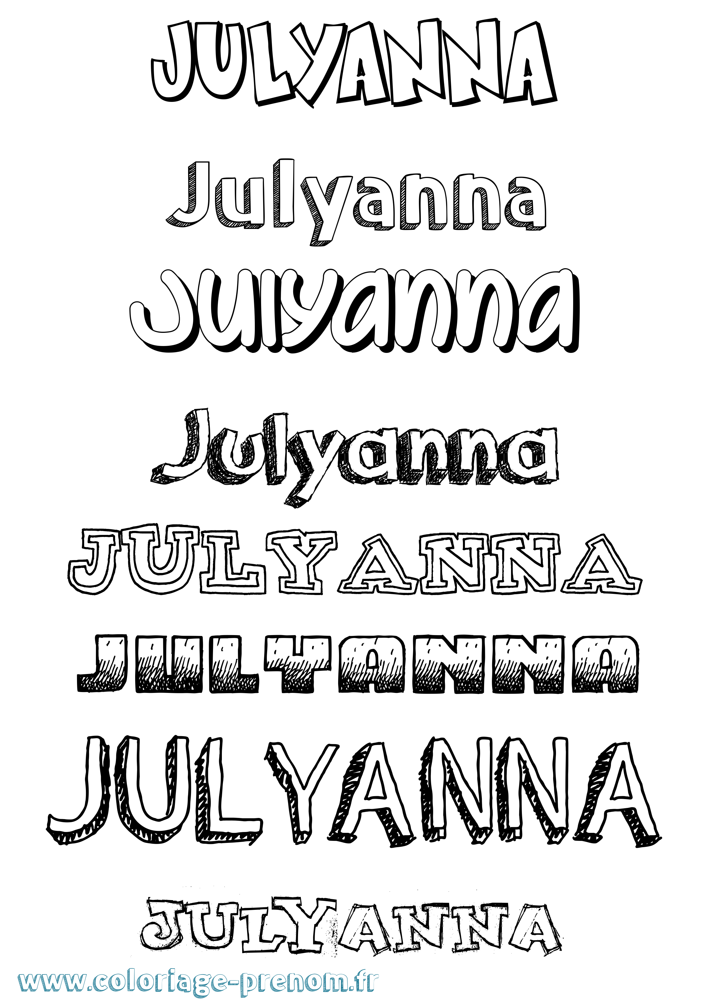 Coloriage Julyanna Dessiné Coloriage prénom Julyanna Dessiné