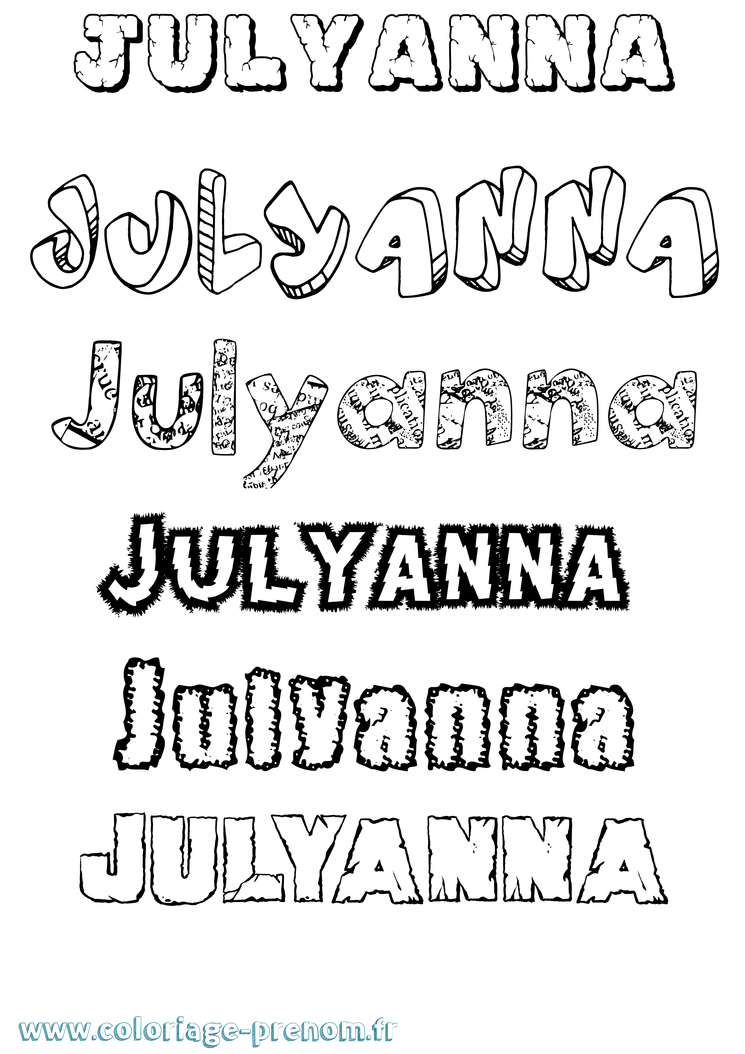 Coloriage Julyanna Destructuré Coloriage prénom Julyanna Destructuré