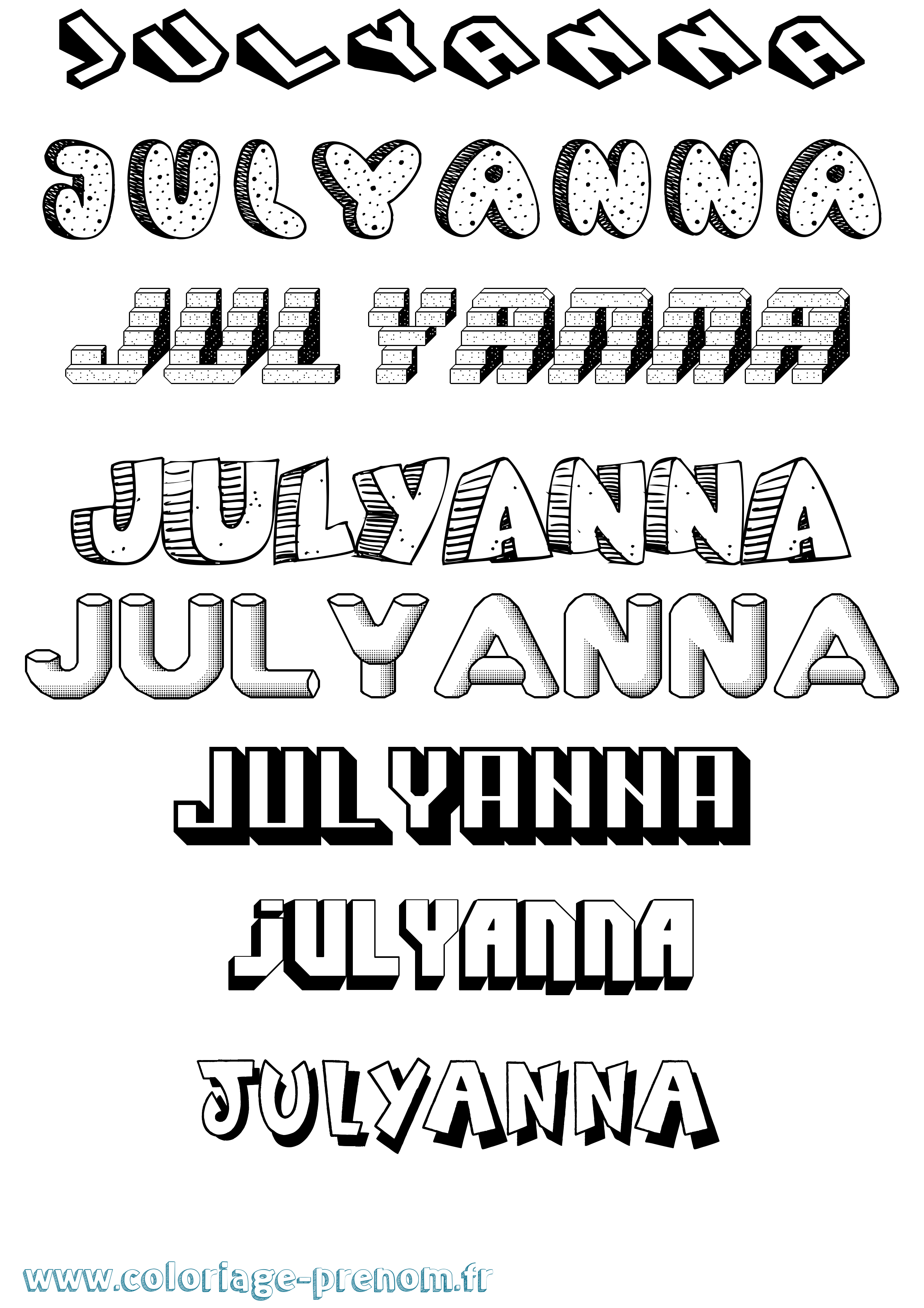 Coloriage Julyanna Effet 3D Coloriage prénom Julyanna Effet 3D