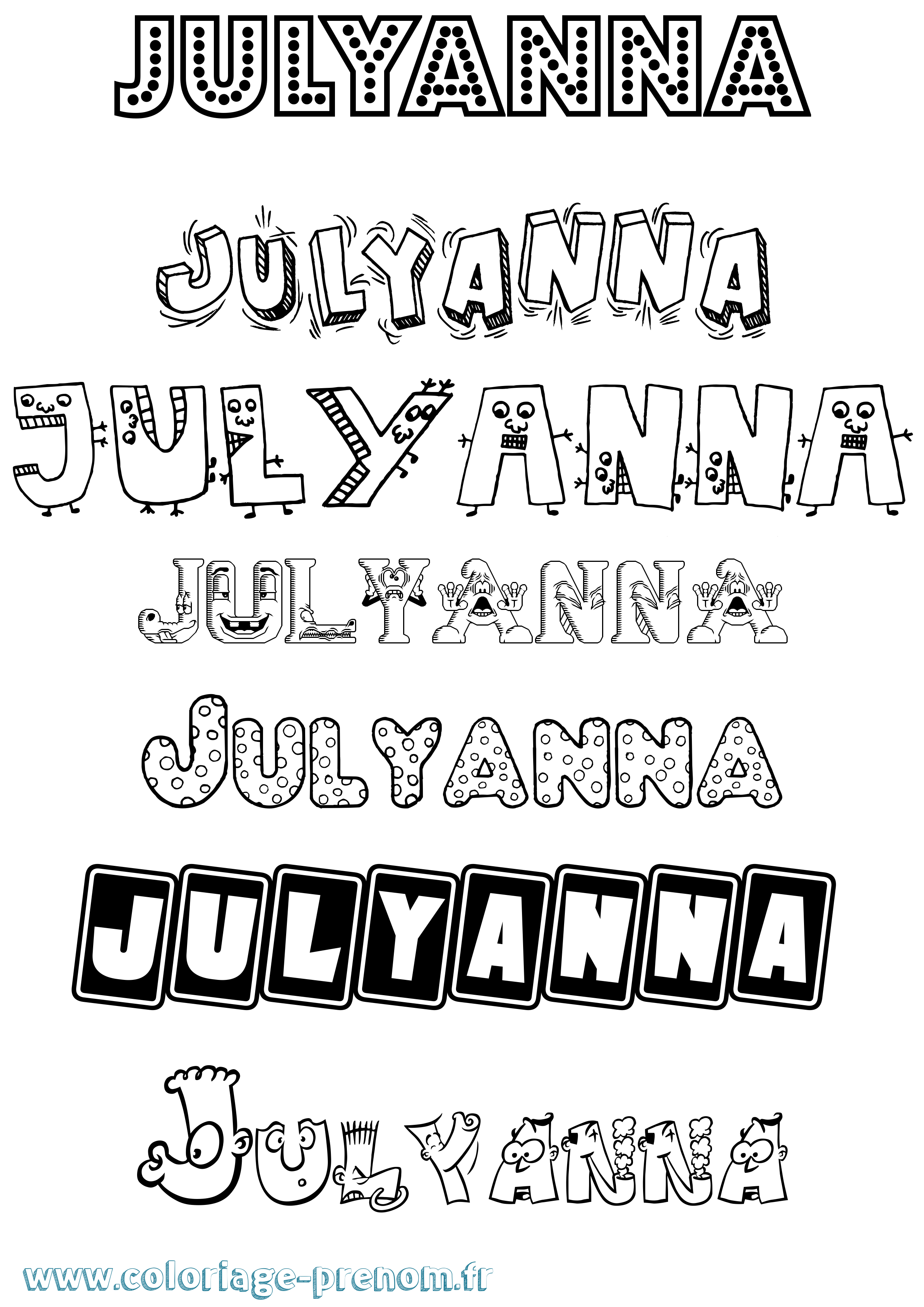 Coloriage Julyanna Fun Coloriage prénom Julyanna Fun