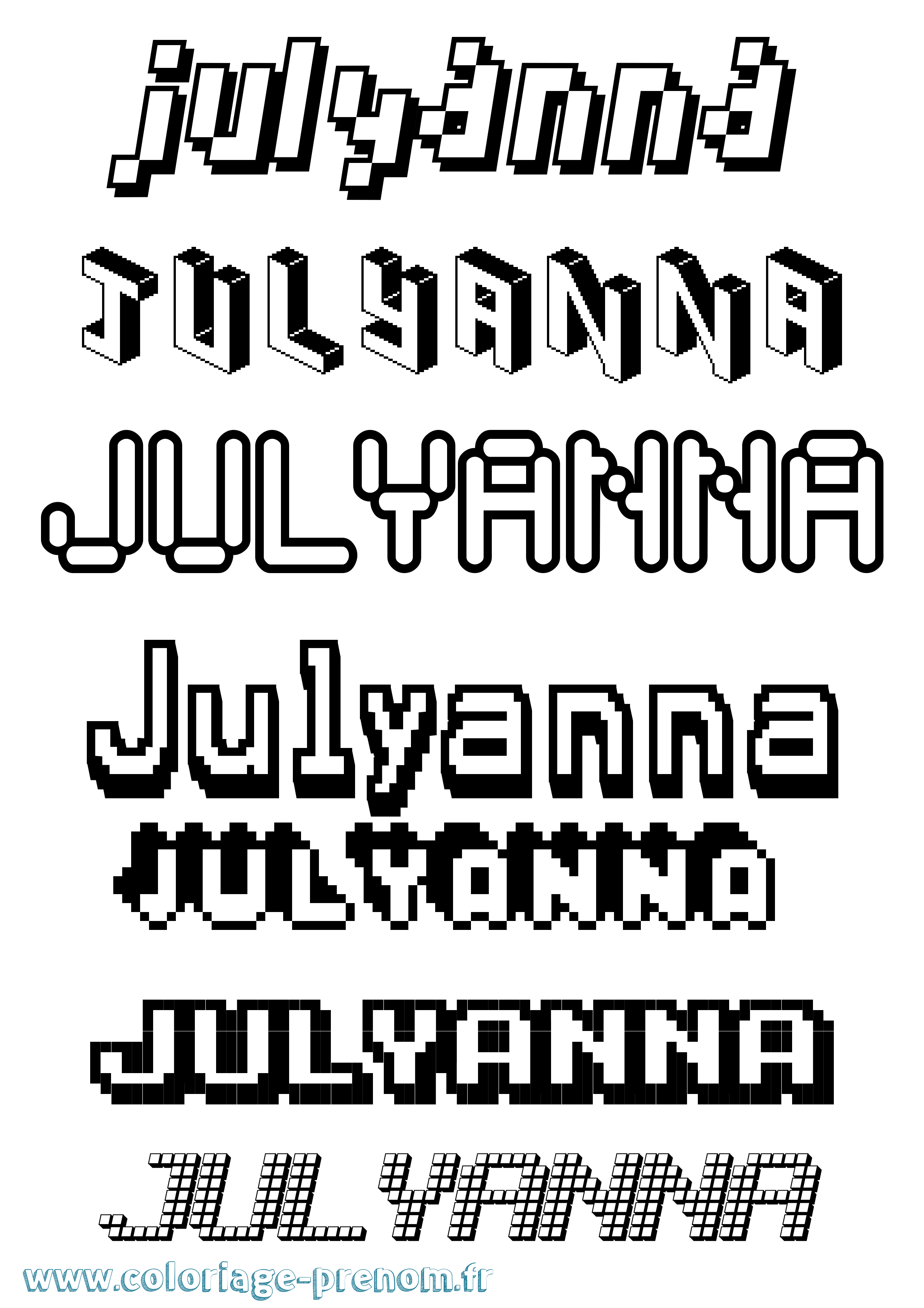 Coloriage Julyanna Pixel Coloriage prénom Julyanna Pixel