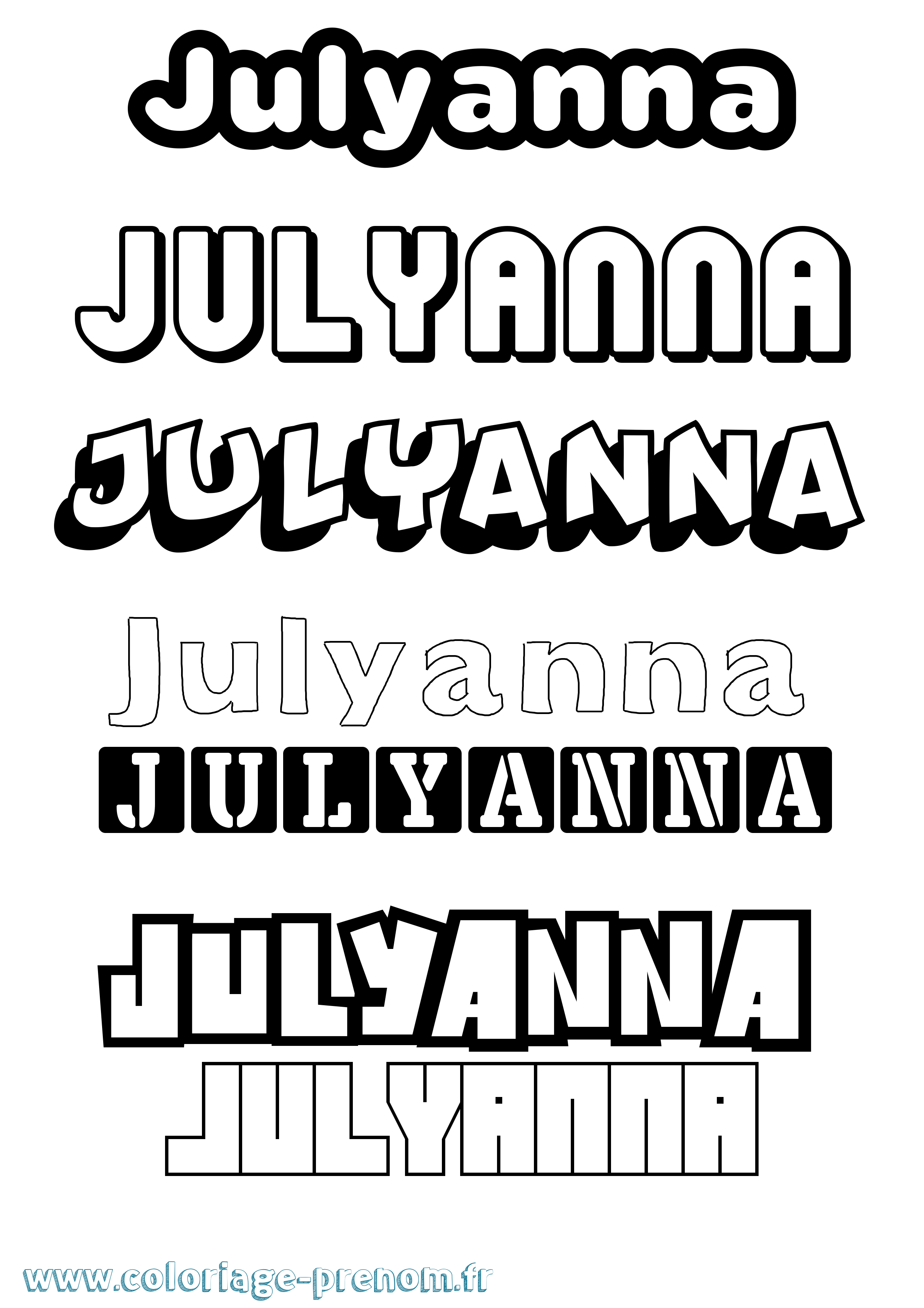 Coloriage Julyanna Simple Coloriage prénom Julyanna Simple