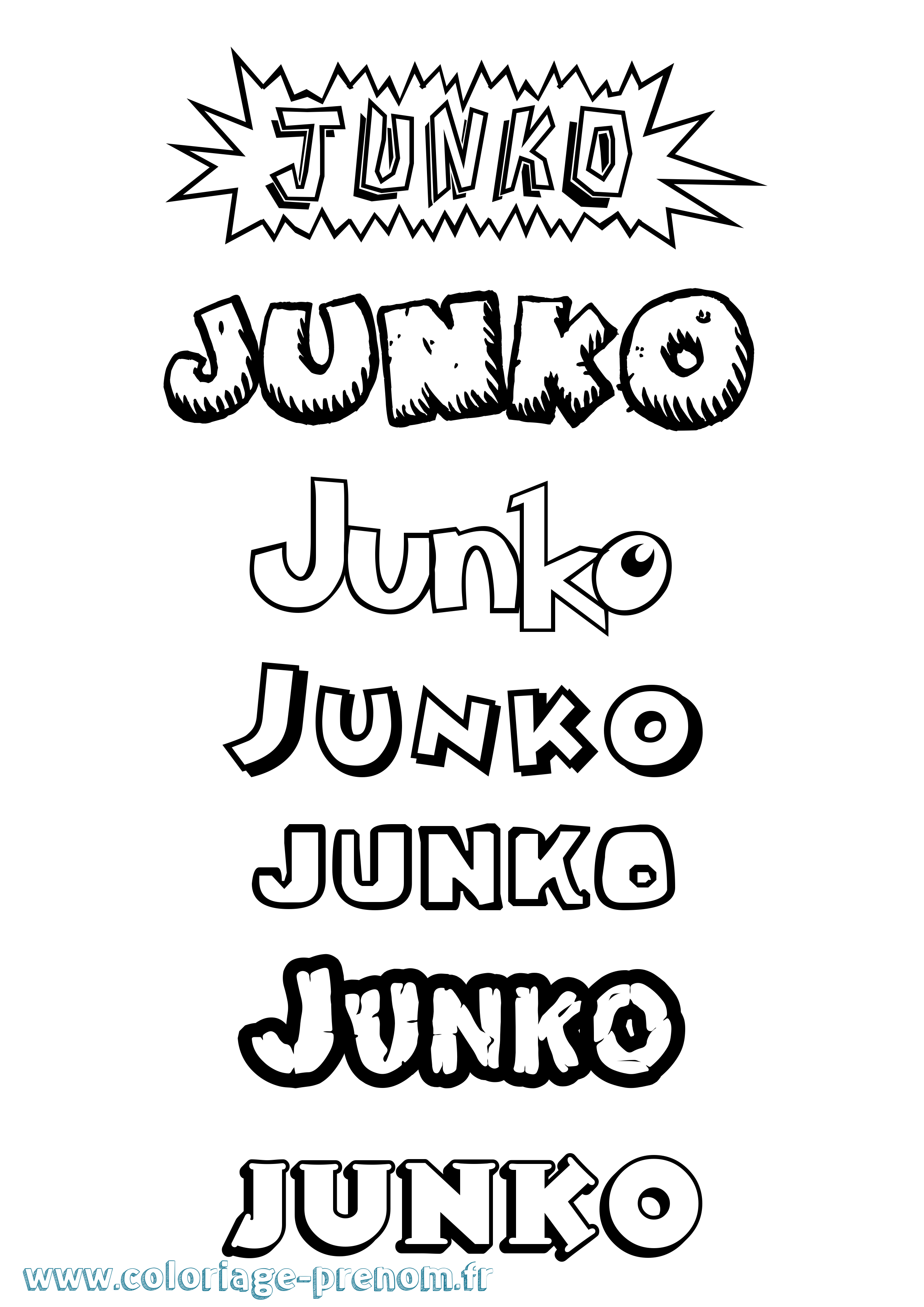 Coloriage Junko Dessin Animé Coloriage prénom Junko Dessin Animé