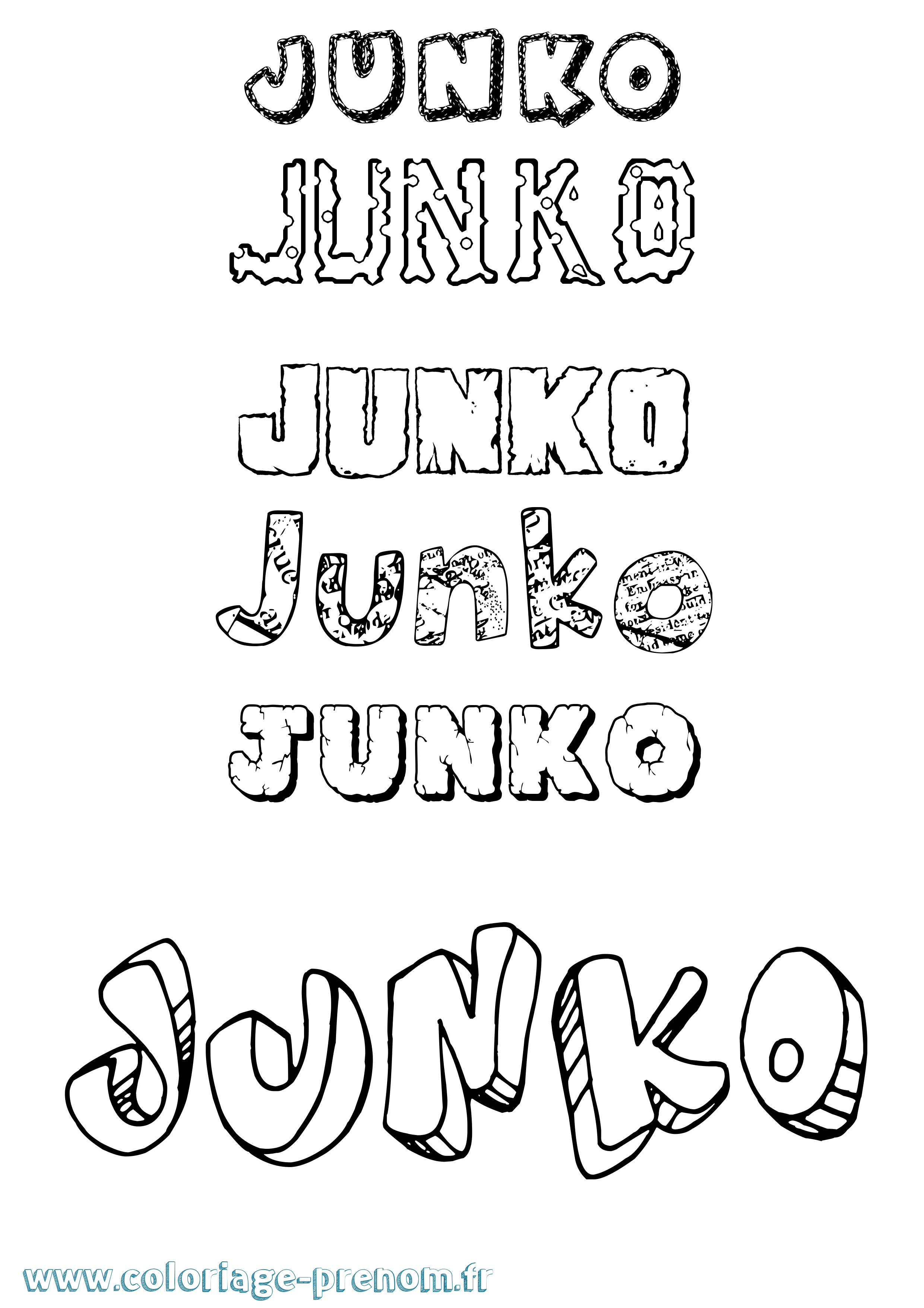 Coloriage Junko Destructuré Coloriage prénom Junko Destructuré