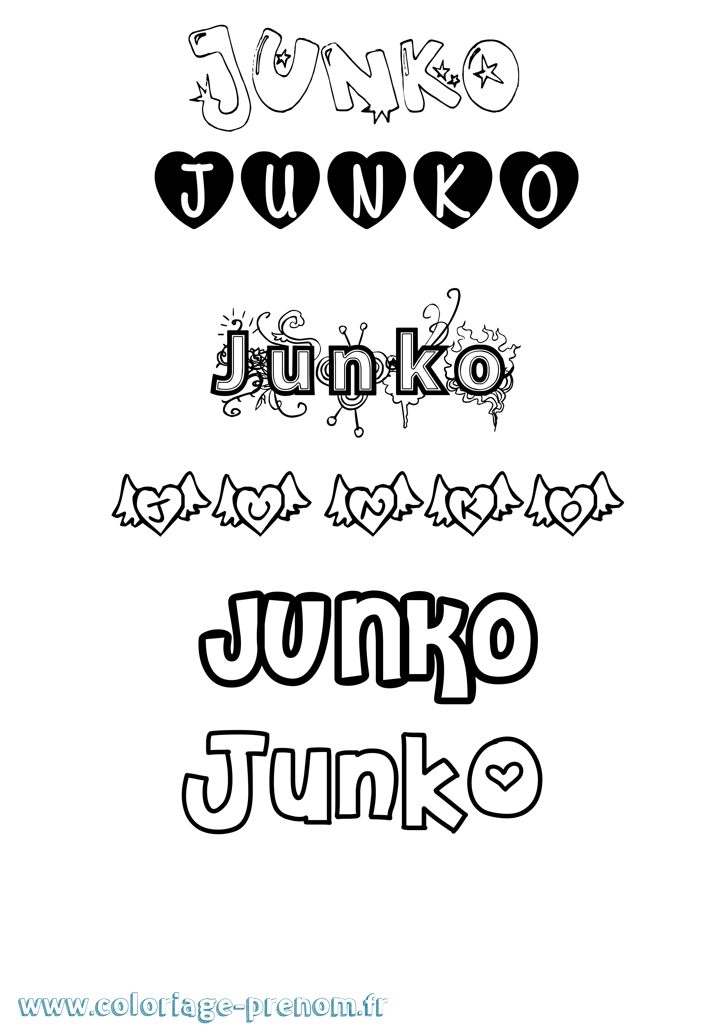 Coloriage Junko Girly Coloriage prénom Junko Girly