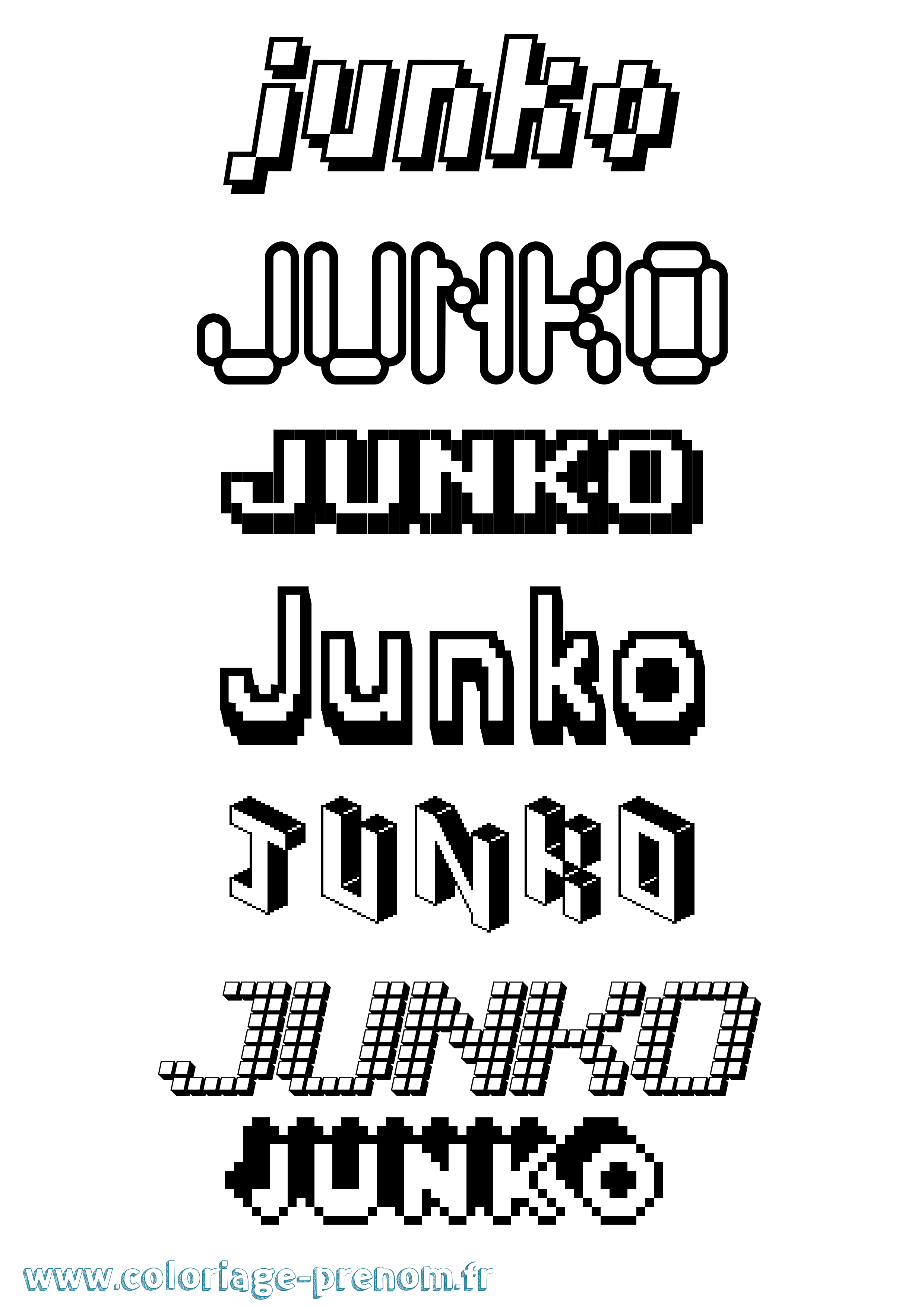Coloriage Junko Pixel Coloriage prénom Junko Pixel
