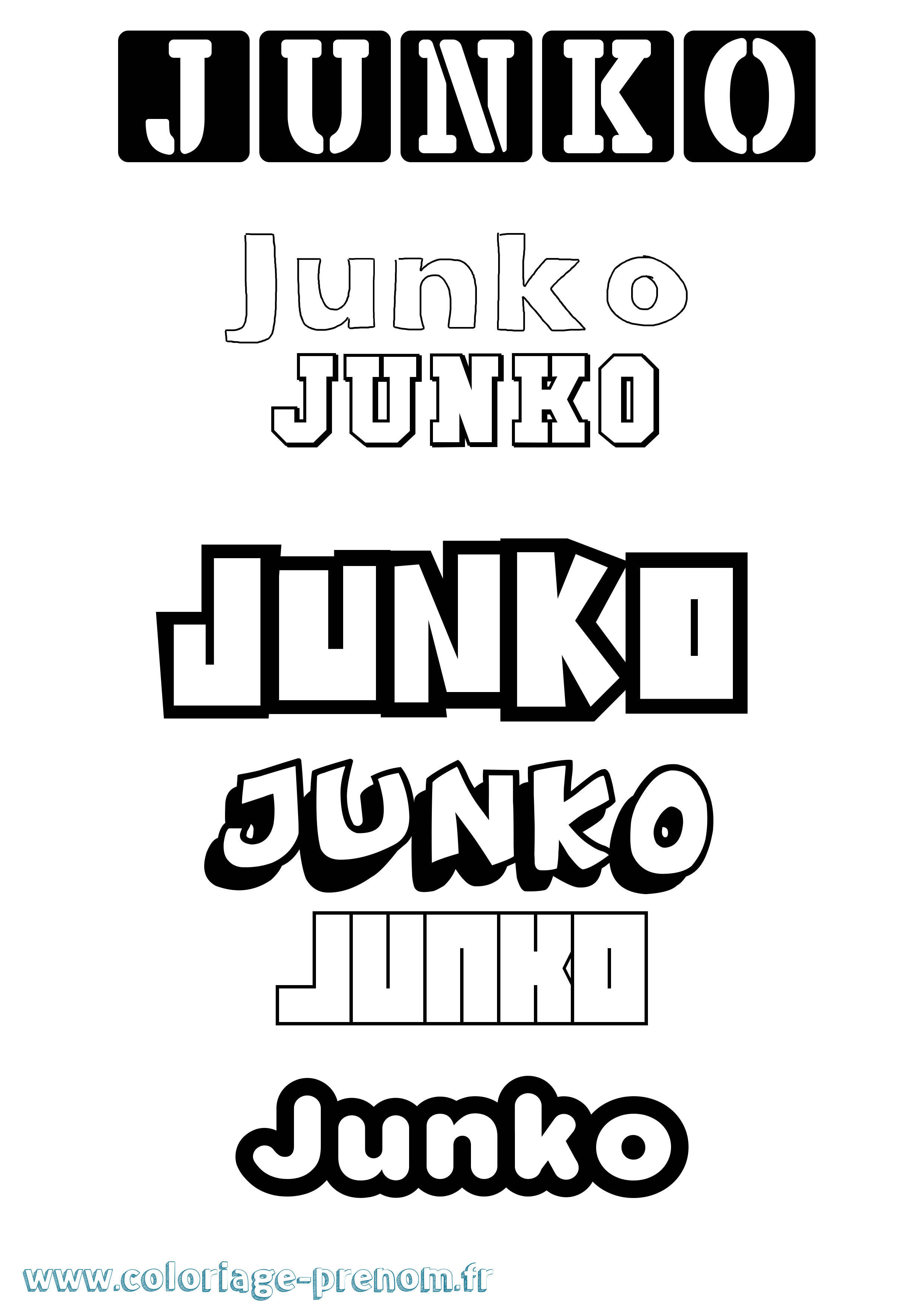 Coloriage Junko Simple Coloriage prénom Junko Simple