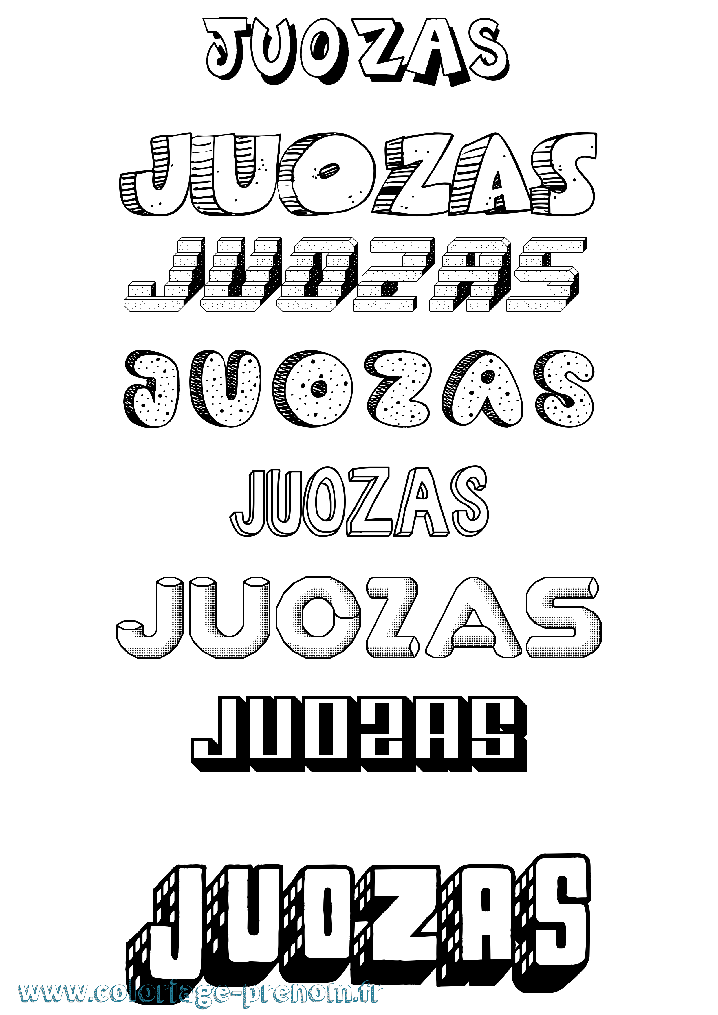 Coloriage Juozas Effet 3D Coloriage prénom Juozas Effet 3D