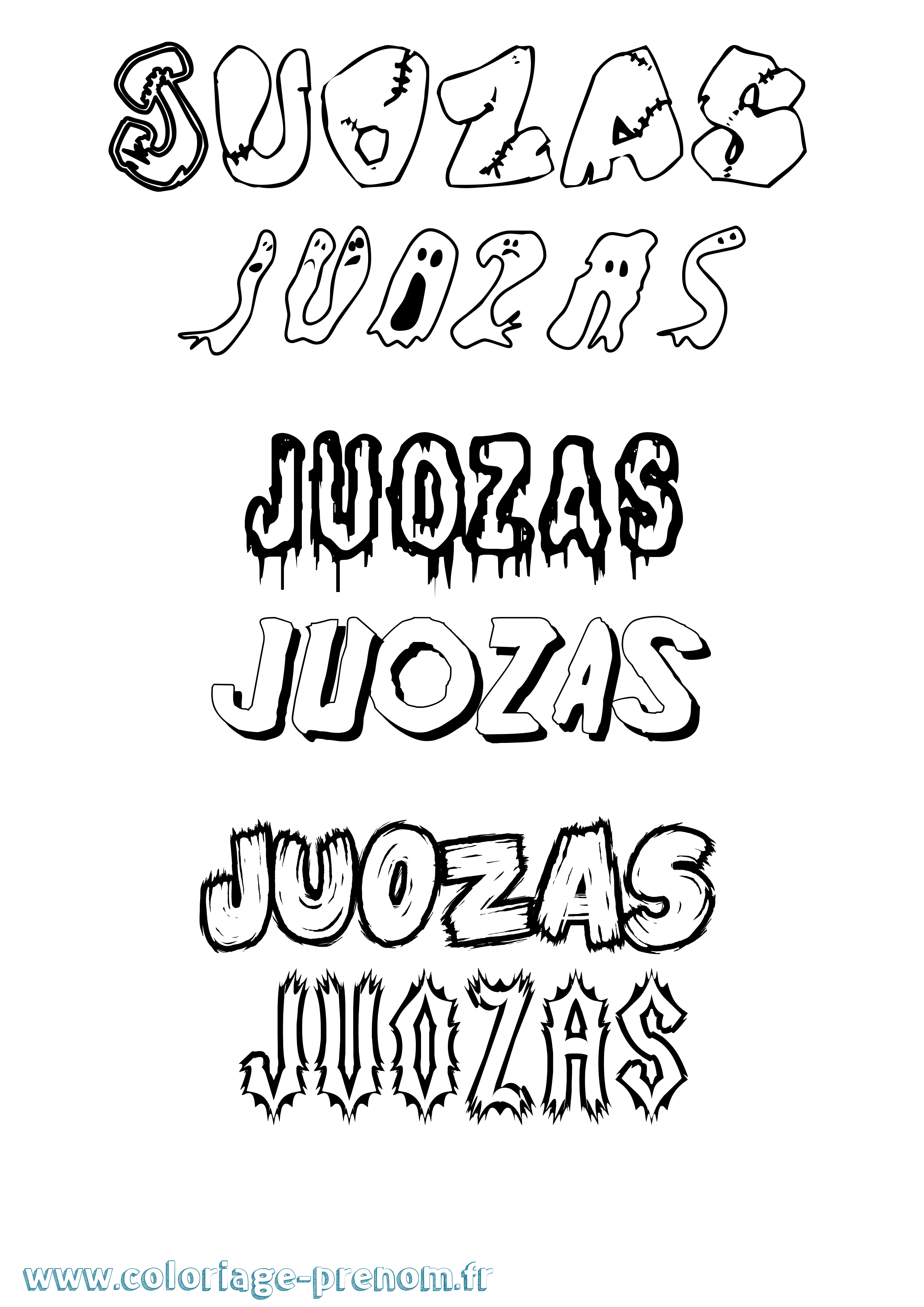Coloriage Juozas Frisson Coloriage prénom Juozas Frisson