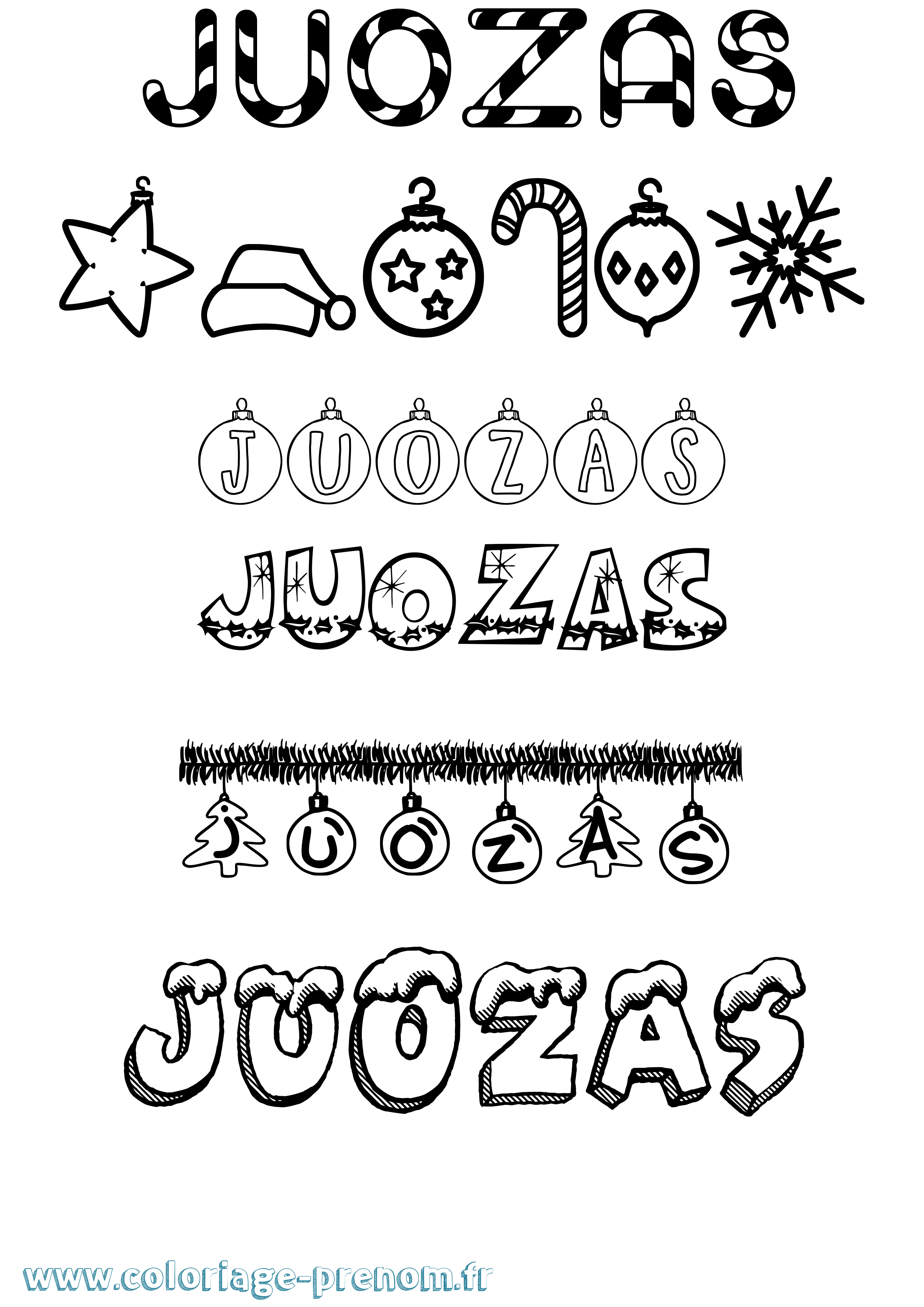 Coloriage Juozas Noël Coloriage prénom Juozas Noël
