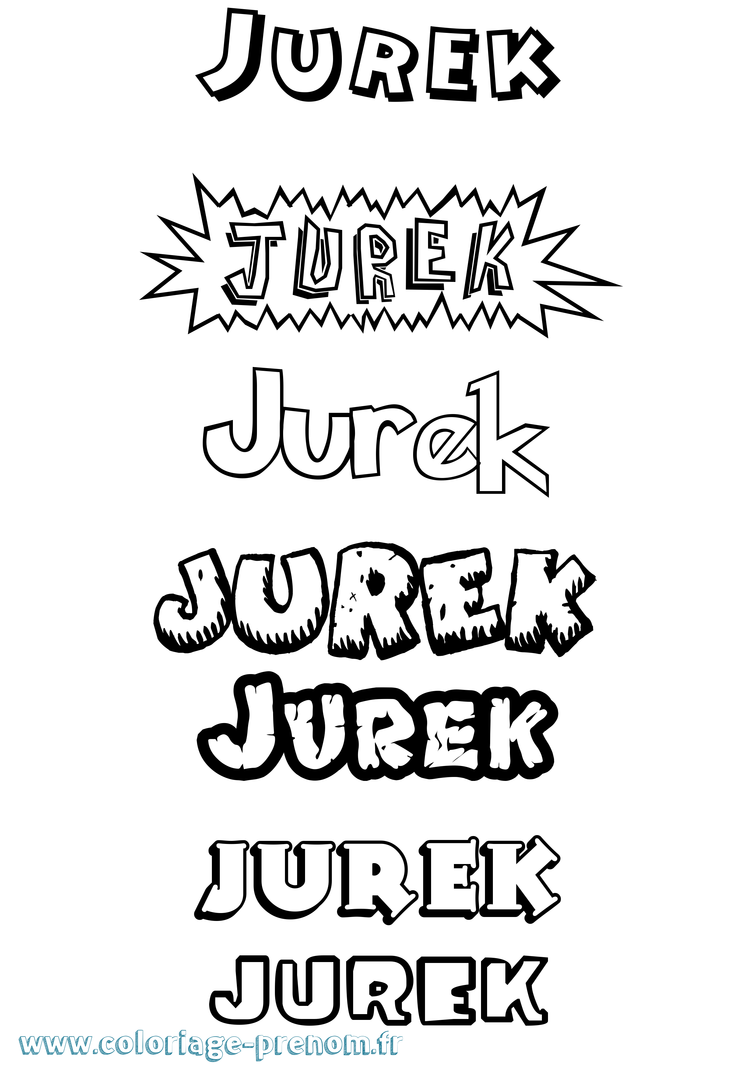 Coloriage Jurek Dessin Animé Coloriage prénom Jurek Dessin Animé
