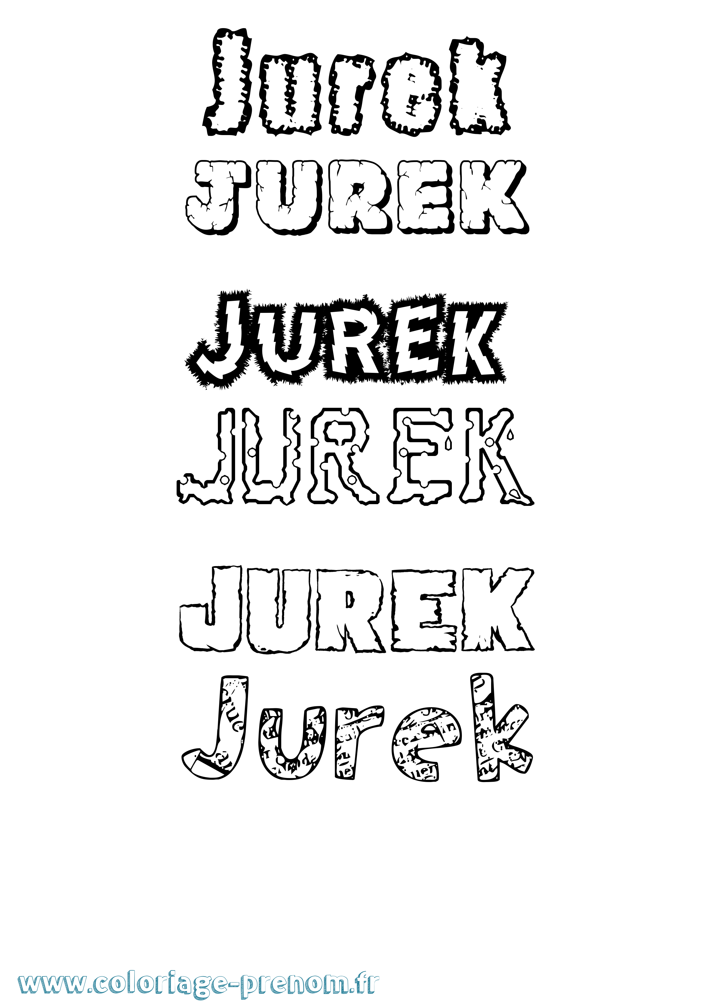 Coloriage Jurek Destructuré Coloriage prénom Jurek Destructuré