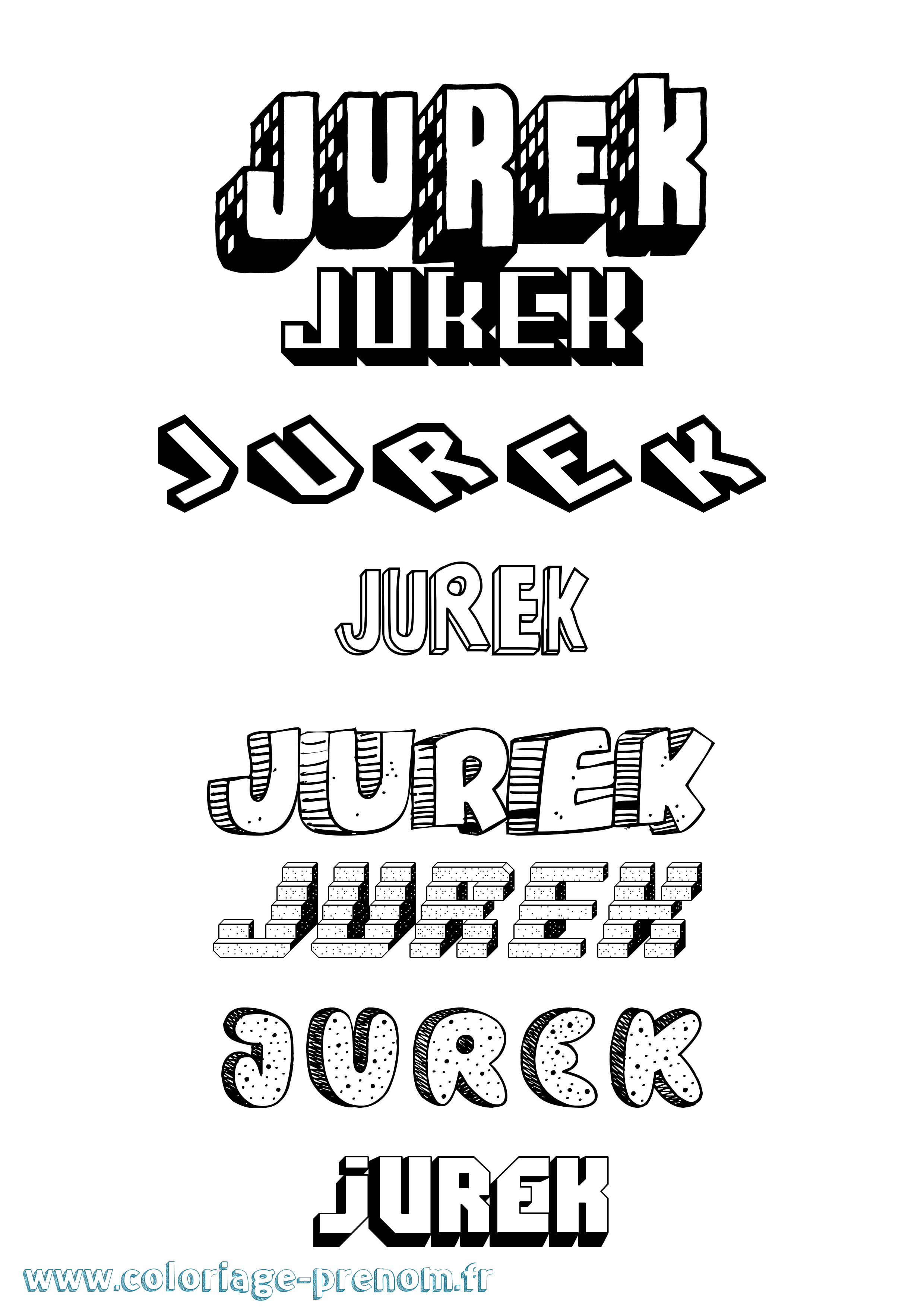 Coloriage Jurek Effet 3D Coloriage prénom Jurek Effet 3D
