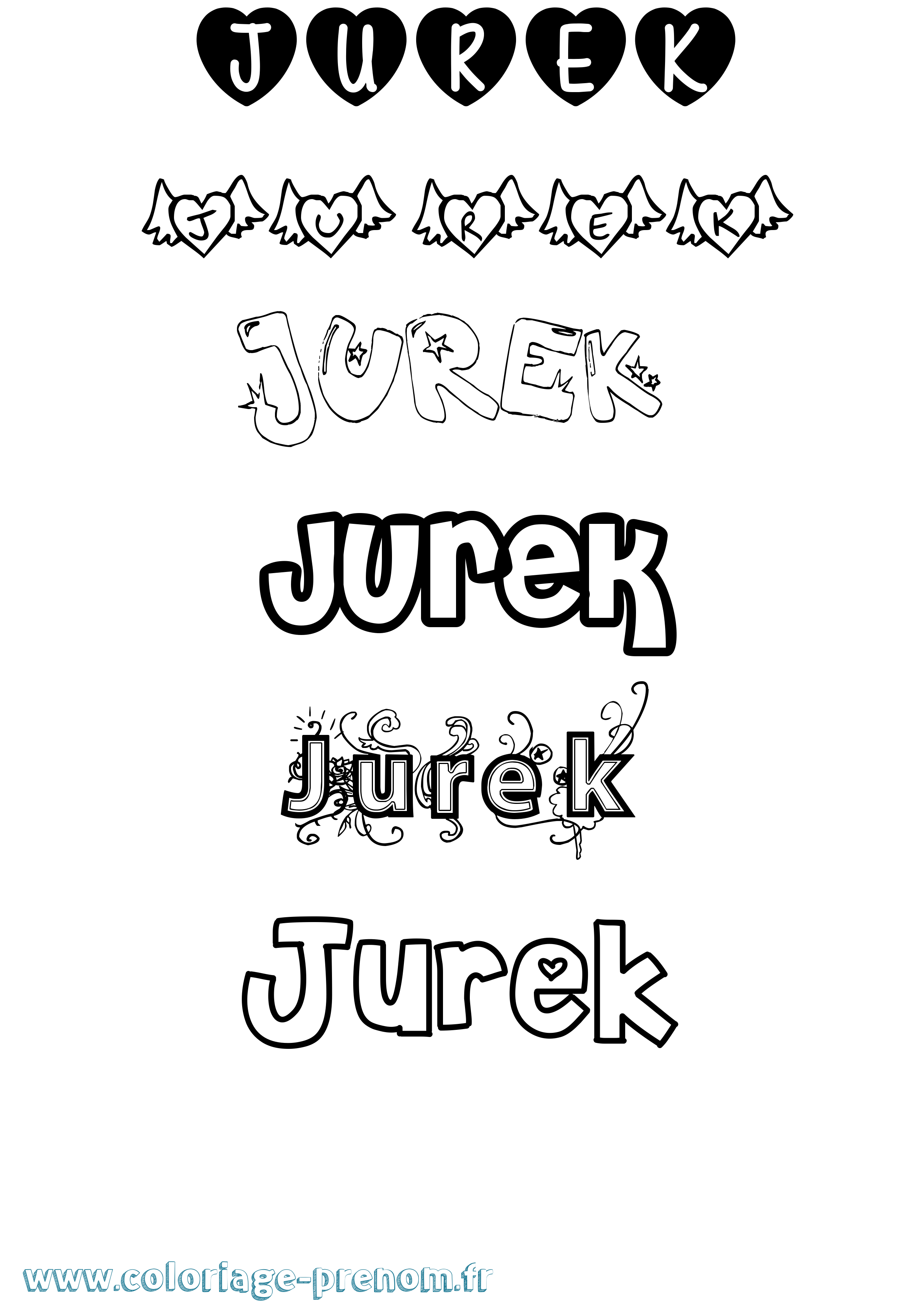 Coloriage Jurek Girly Coloriage prénom Jurek Girly
