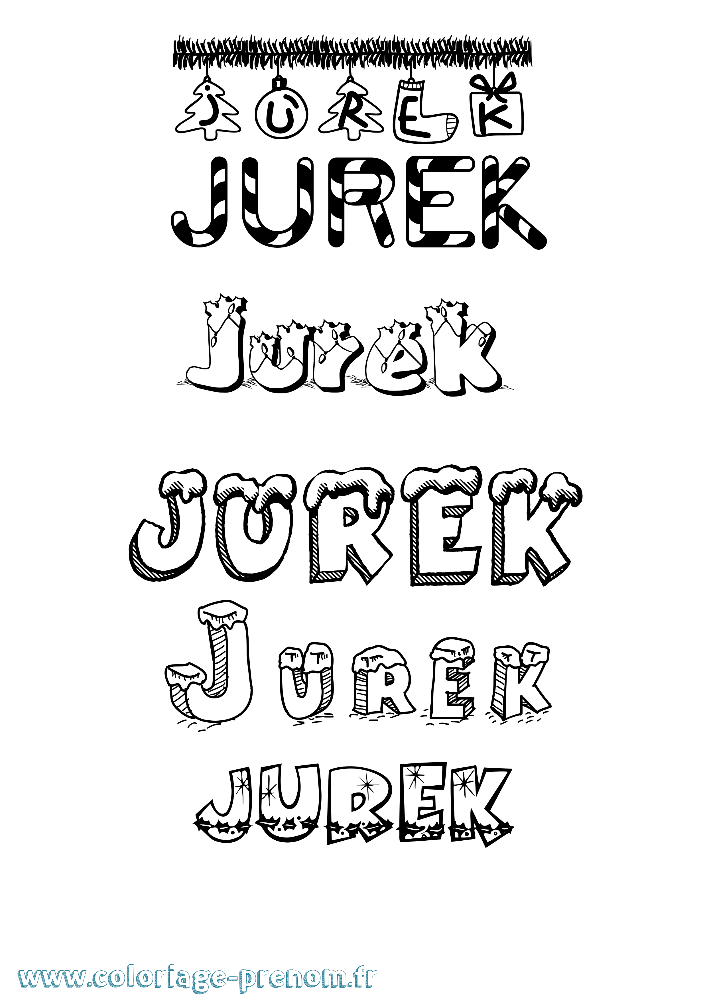Coloriage Jurek Noël Coloriage prénom Jurek Noël