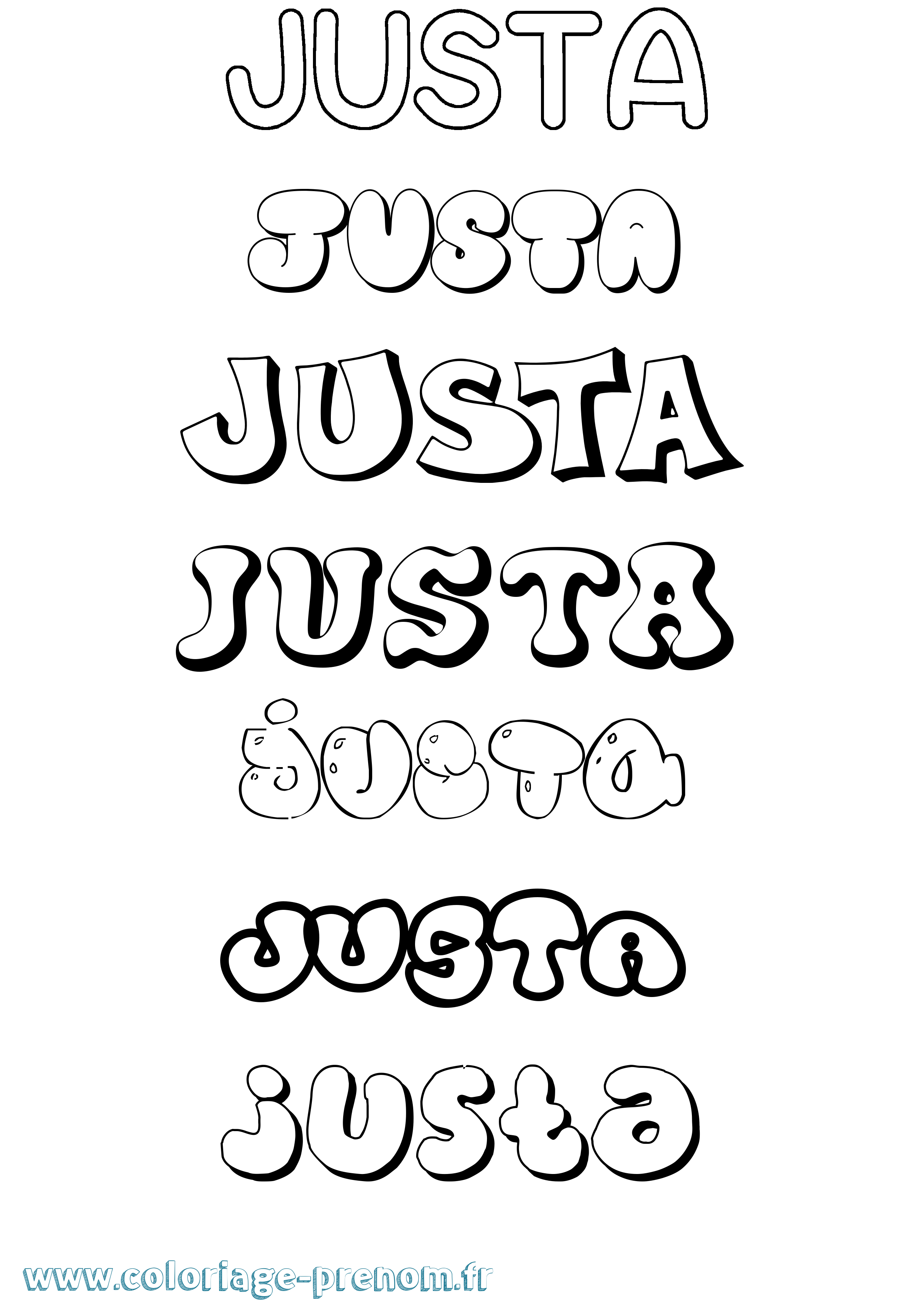 Coloriage Justa Bubble Coloriage prénom Justa Bubble