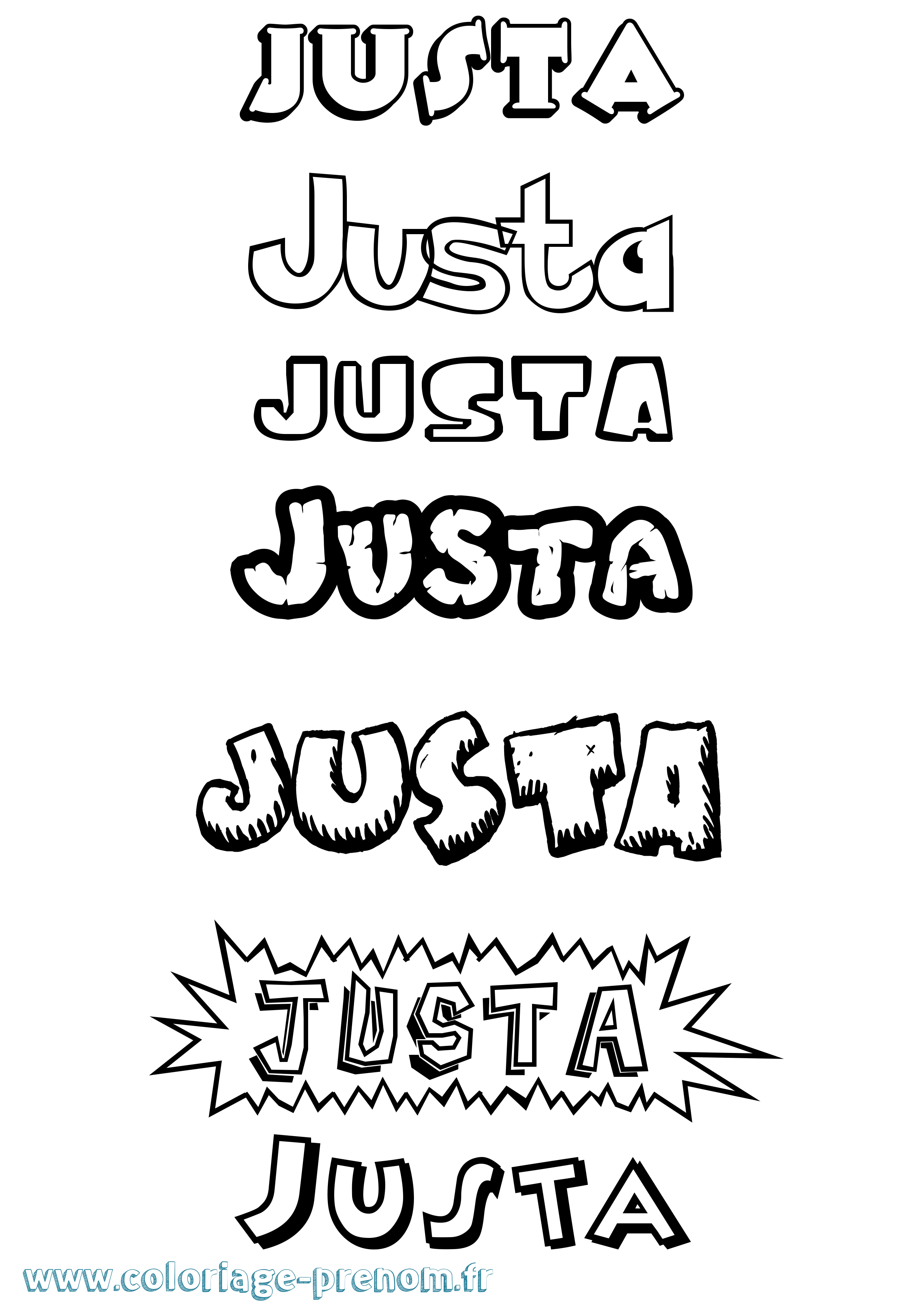 Coloriage Justa Dessin Animé Coloriage prénom Justa Dessin Animé