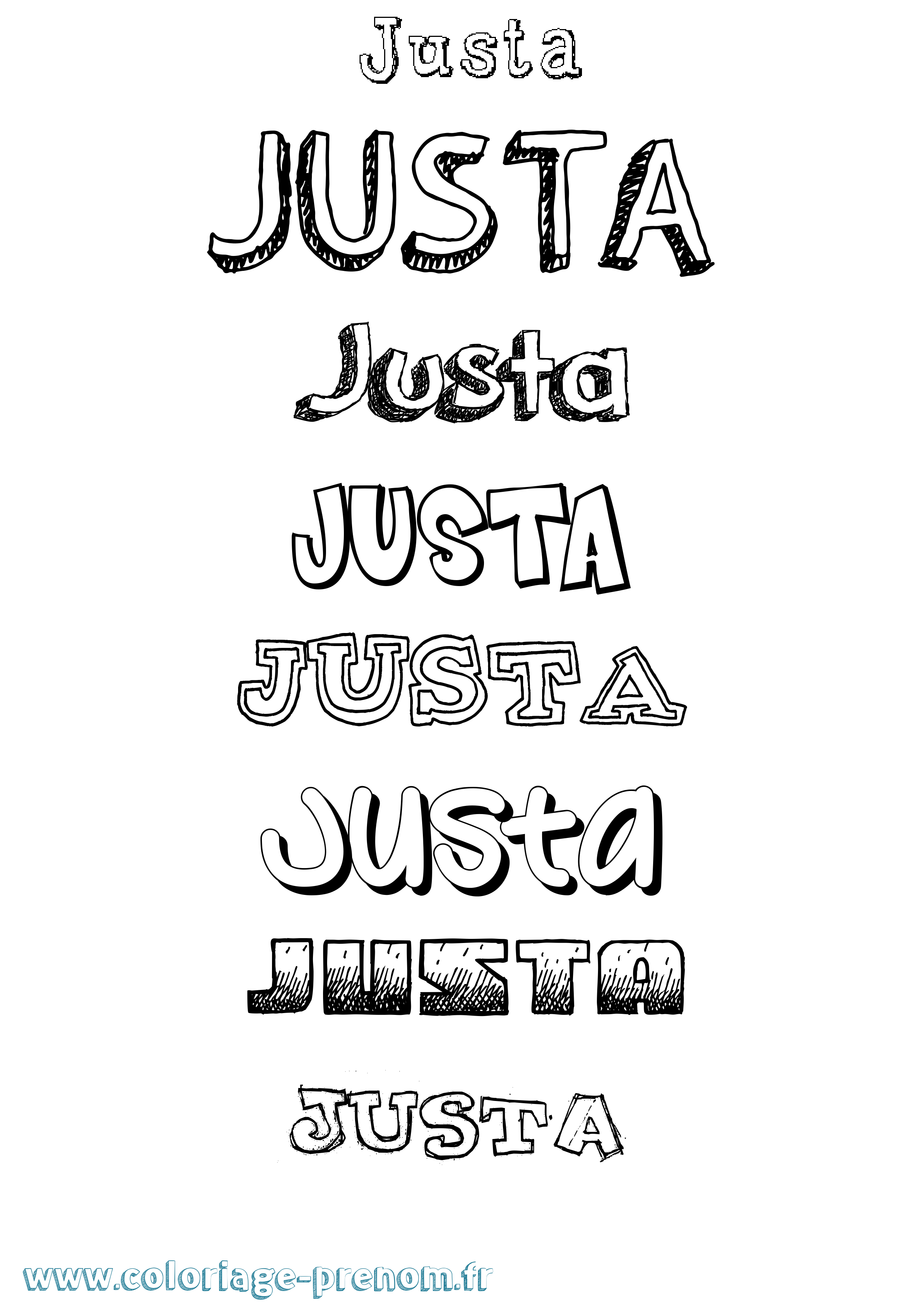 Coloriage Justa Dessiné Coloriage prénom Justa Dessiné