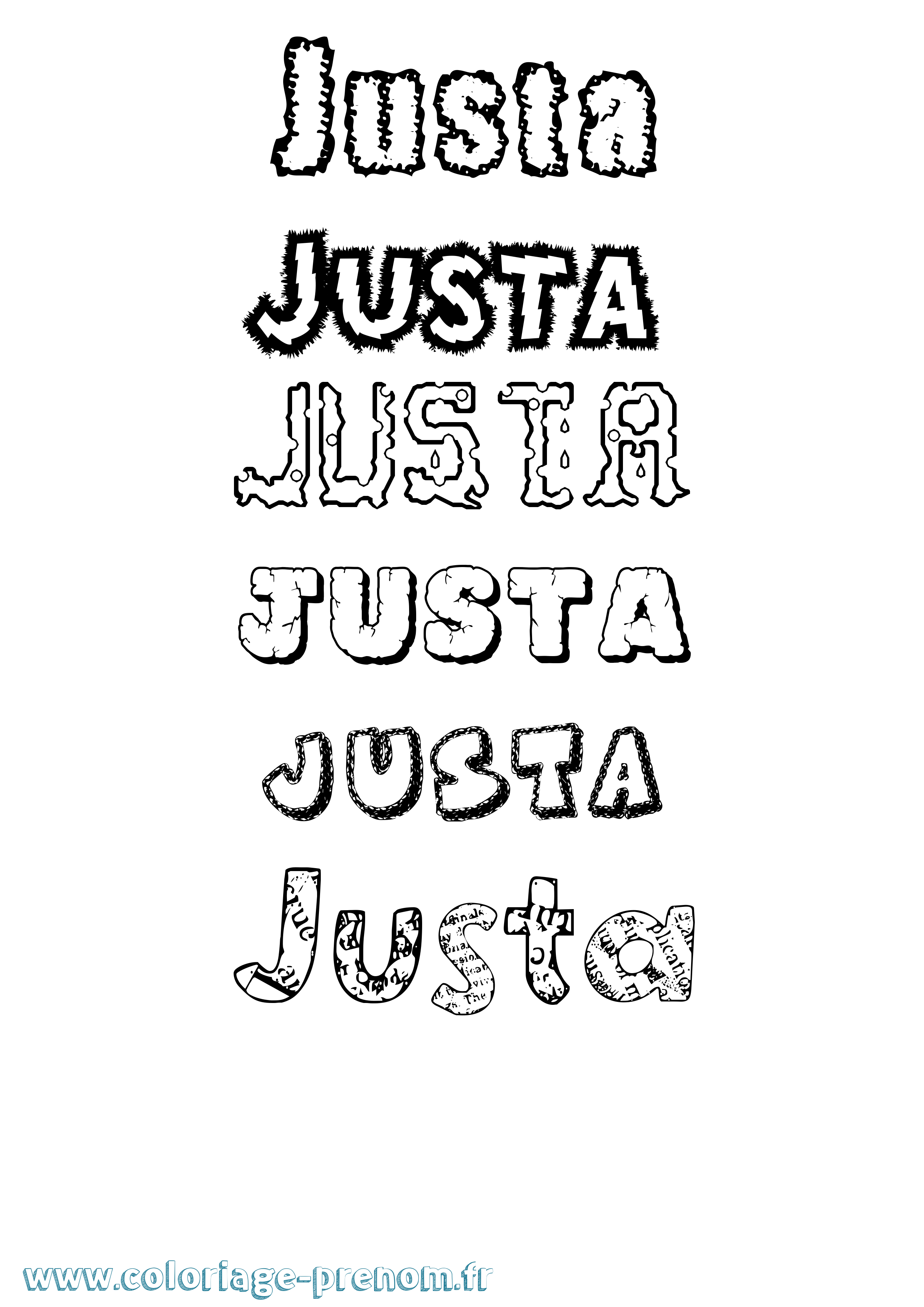 Coloriage Justa Destructuré Coloriage prénom Justa Destructuré
