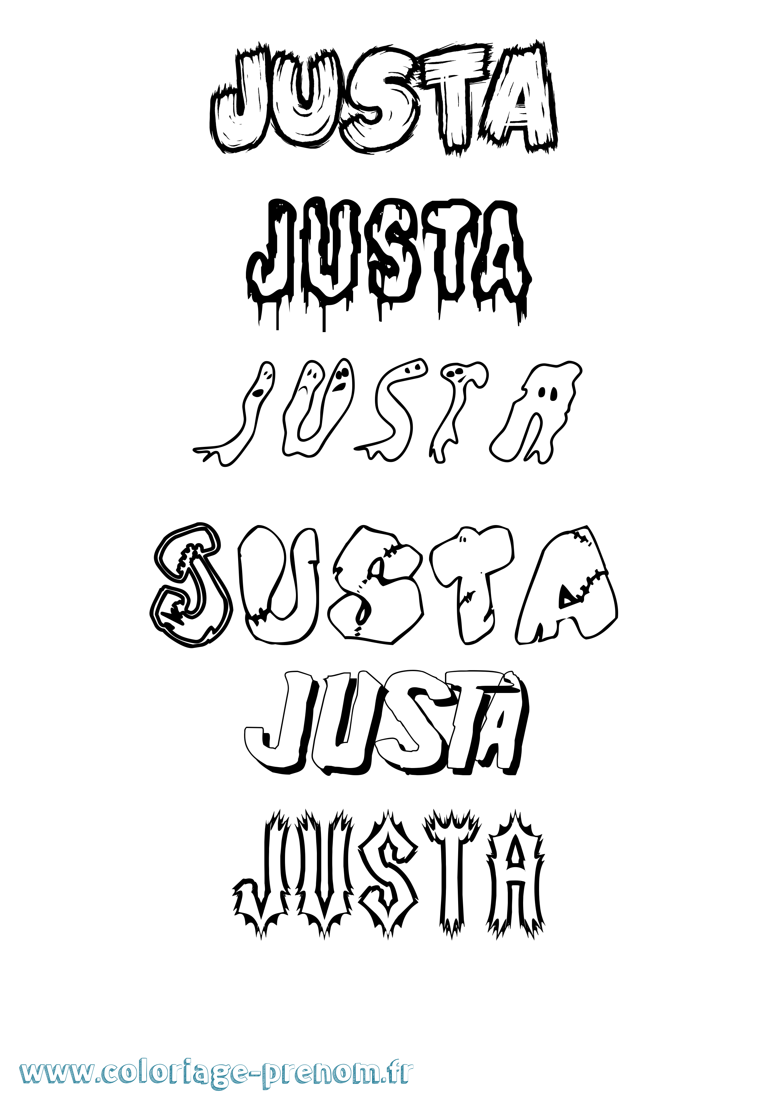 Coloriage Justa Frisson Coloriage prénom Justa Frisson